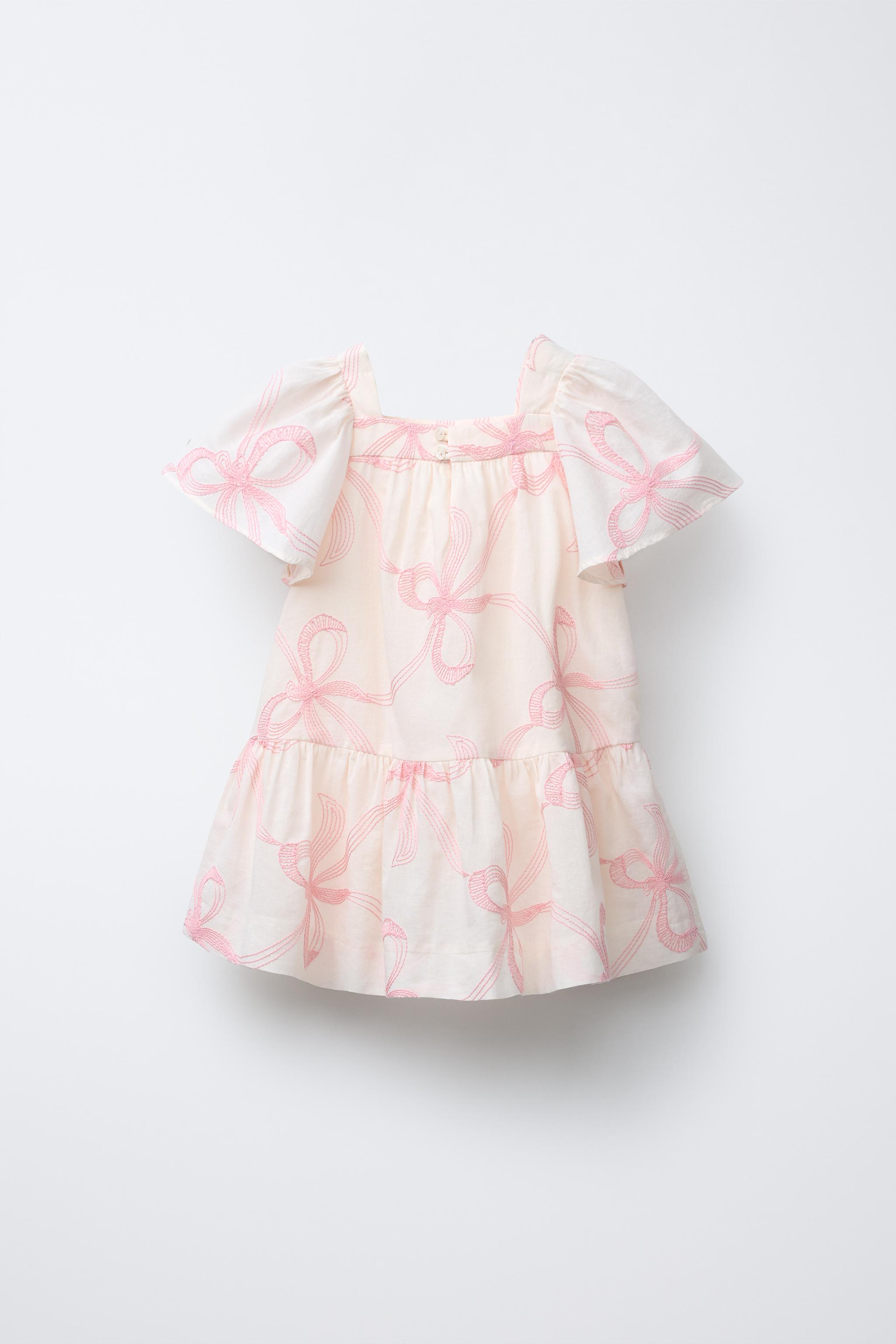 EMBROIDERED BOW DRESS