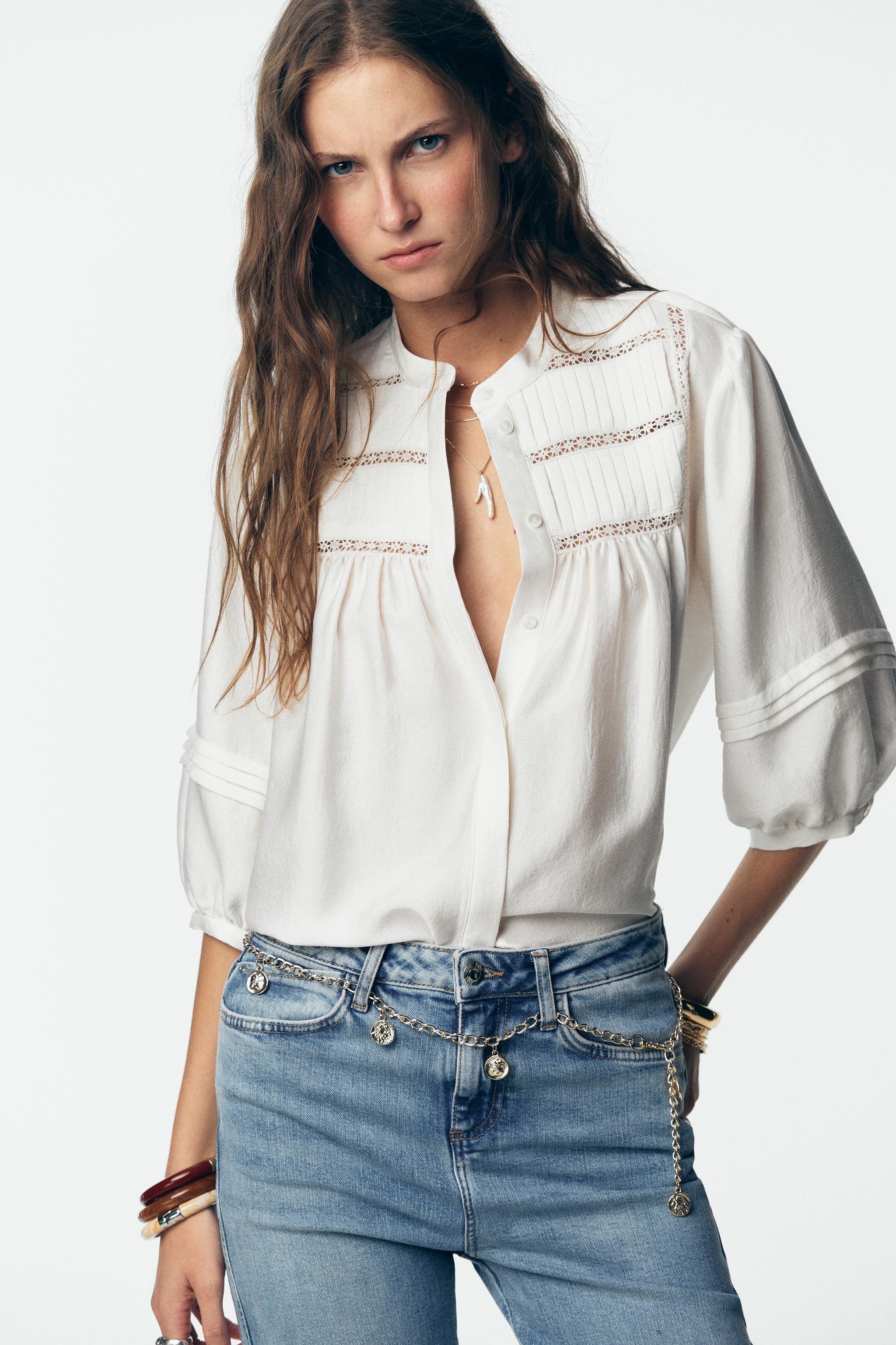 PINTUCK CREPE BLOUSE