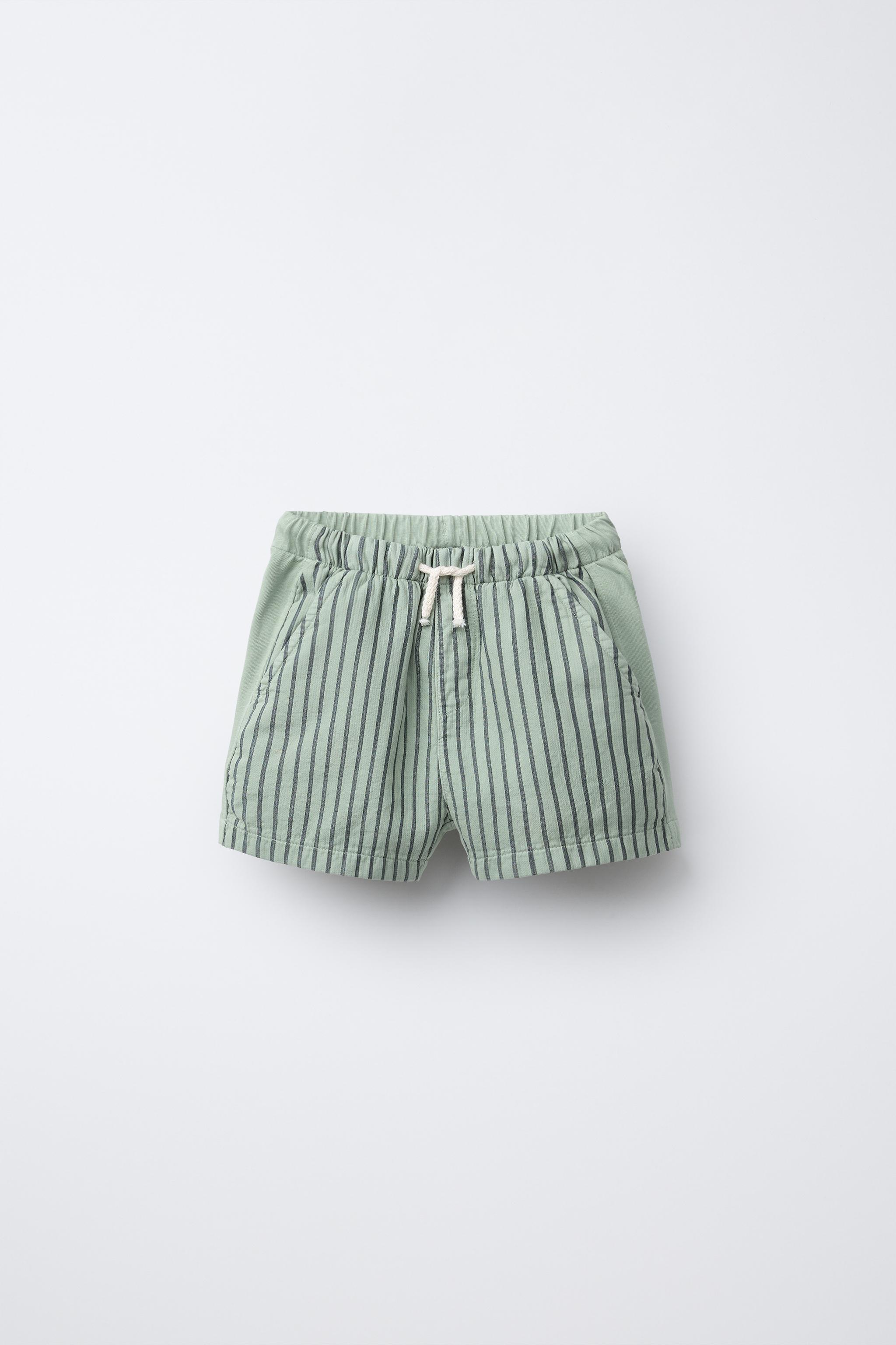 STRIPED COMBINATION STRAIGHT SHORTS
