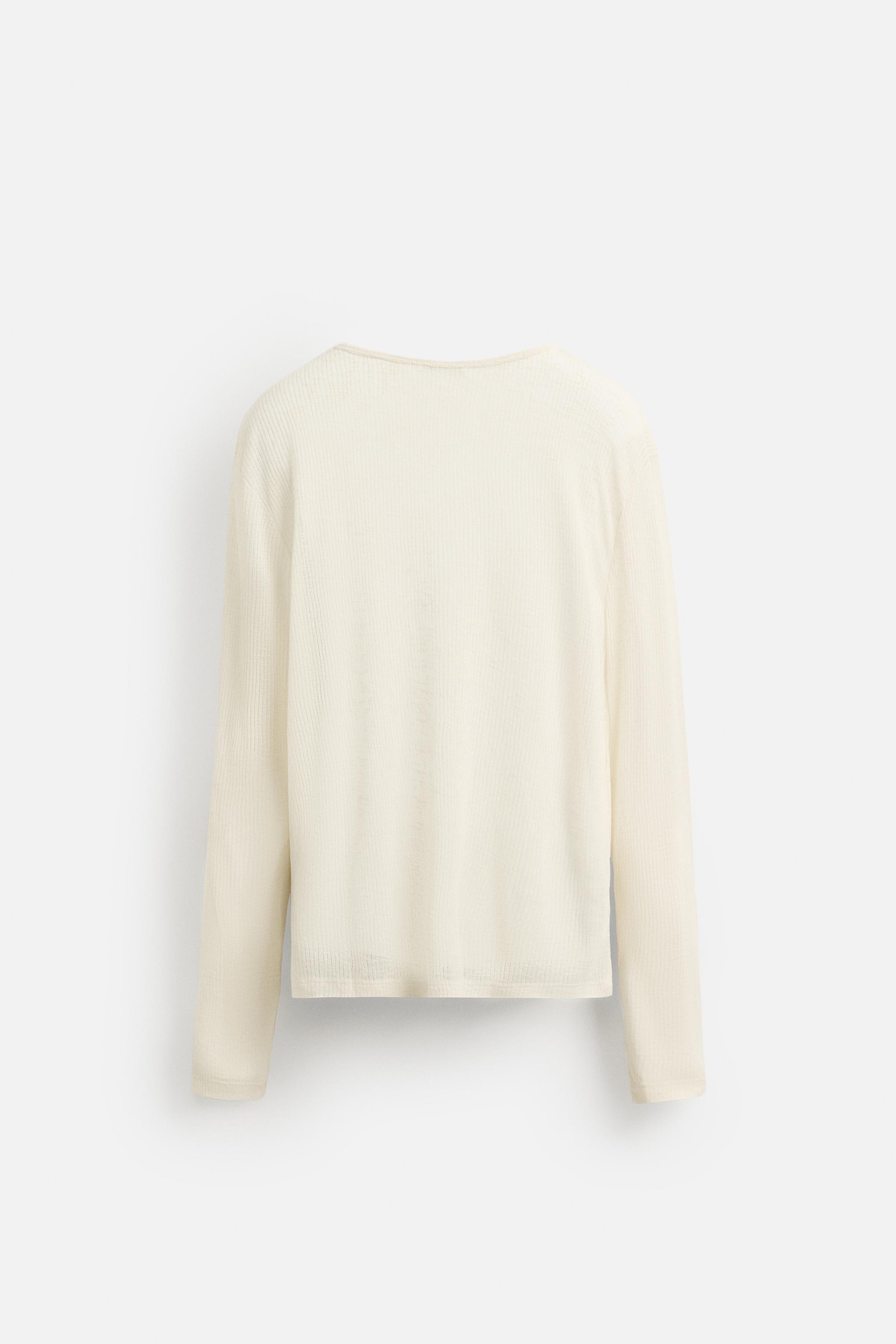 SEMI-SHEER TEXTURED T-SHIRT