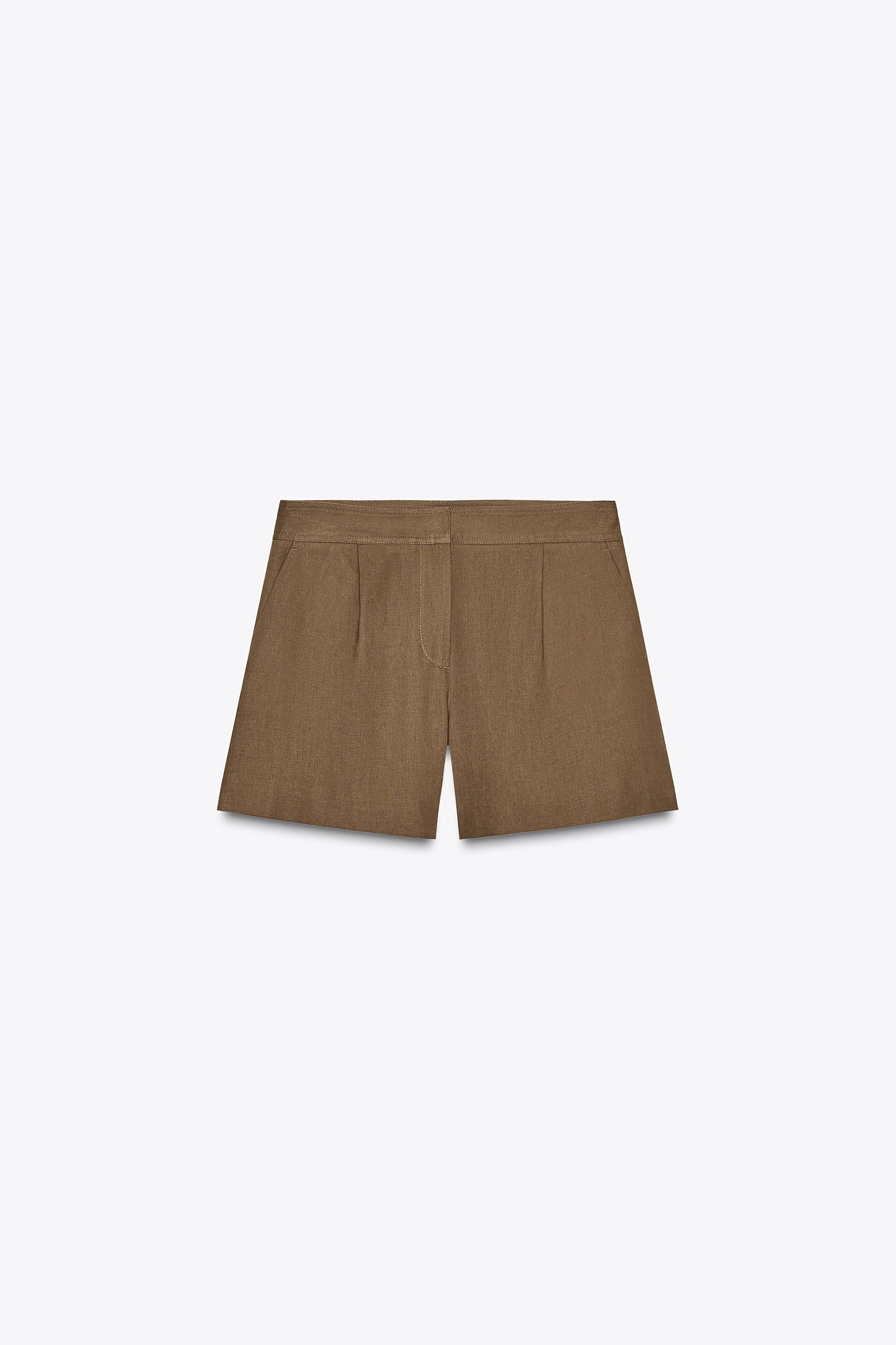 LINEN PLEATED SHORTS