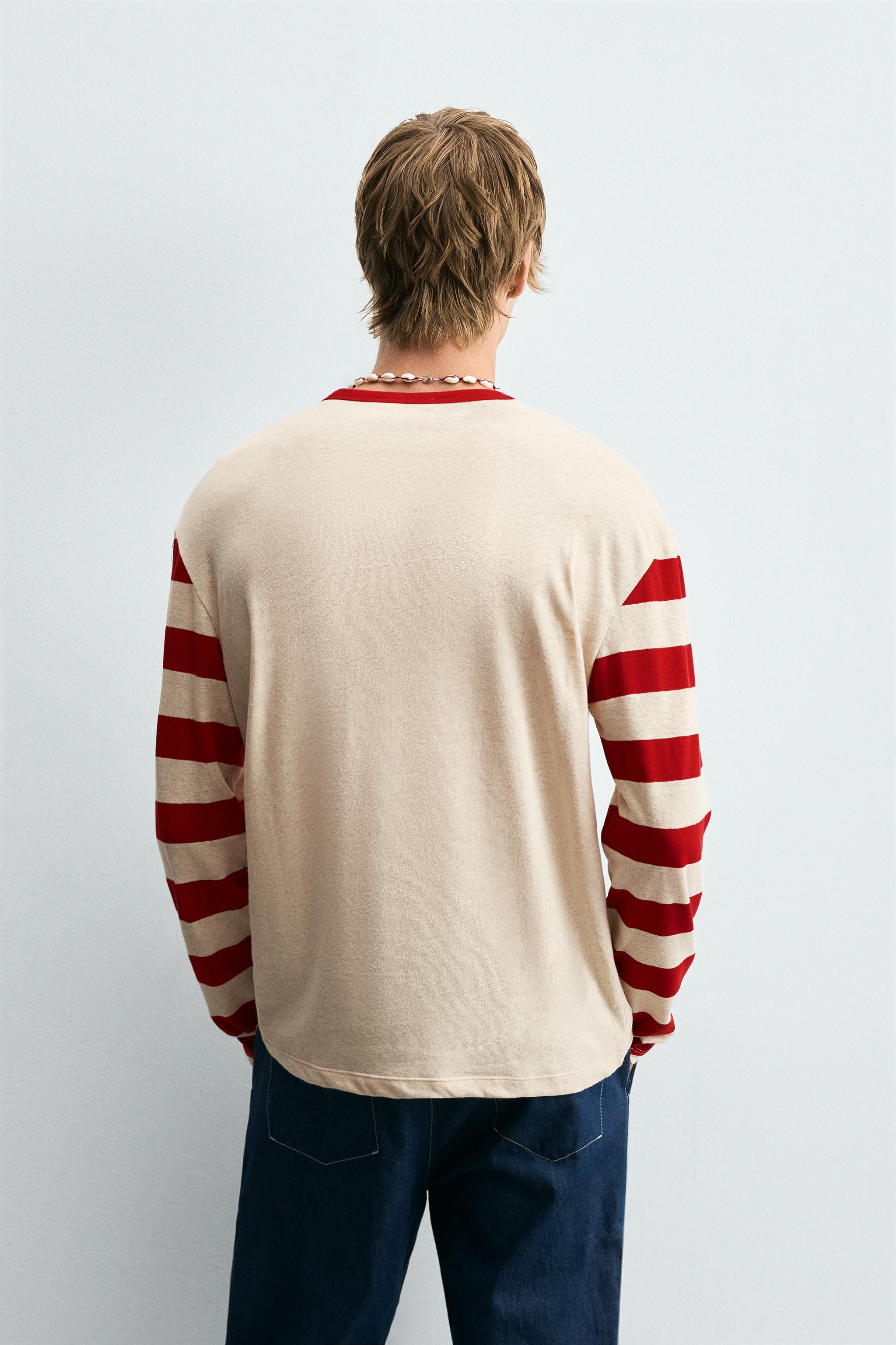 STRIPED COMBINATION T-SHIRT
