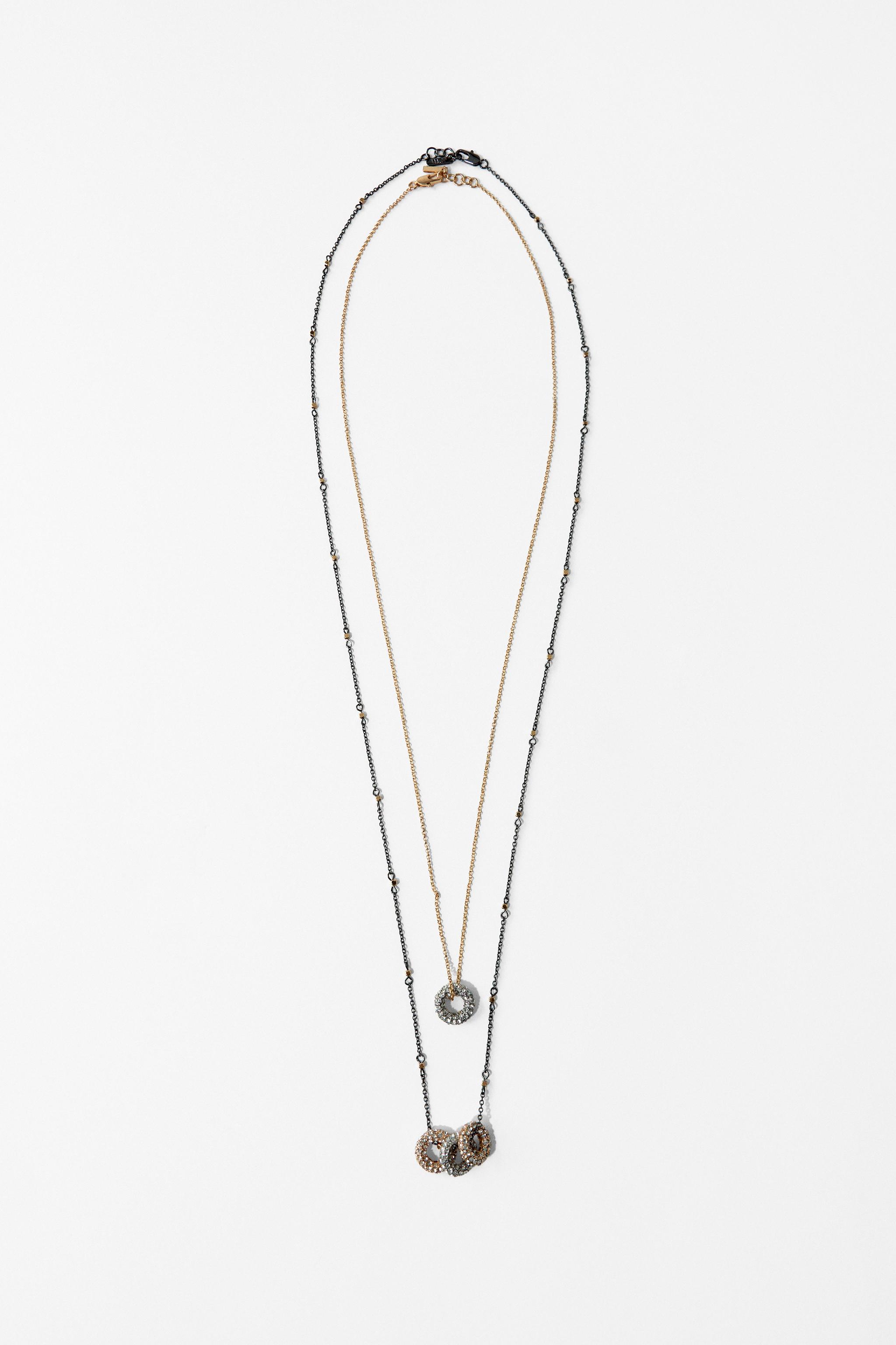 PACK OF 2 SPARKLY COMBINATION NECKLACES