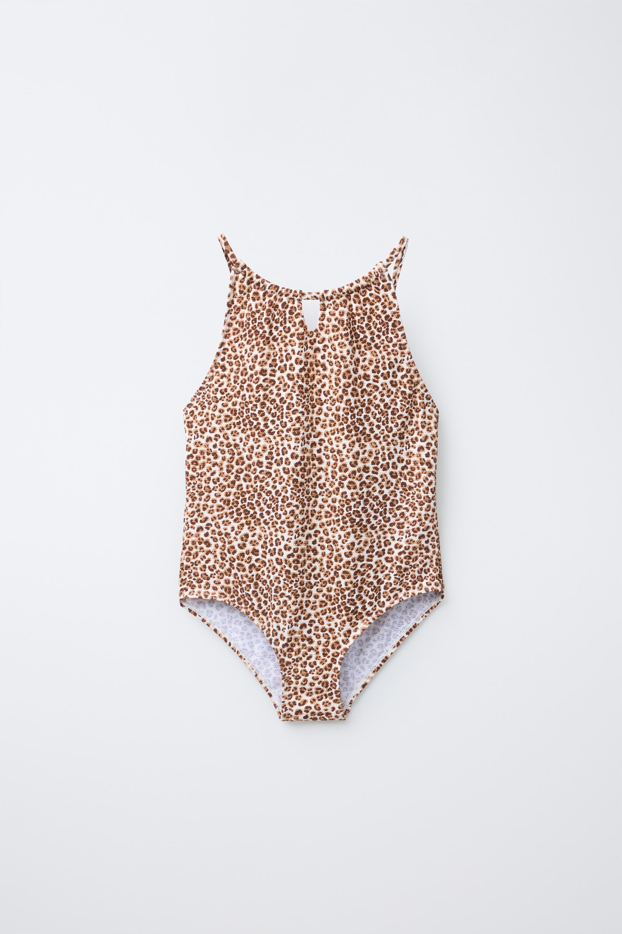 6-14 YEARS/ ANIMAL PRINT CUT-OUT SWIMSUIT