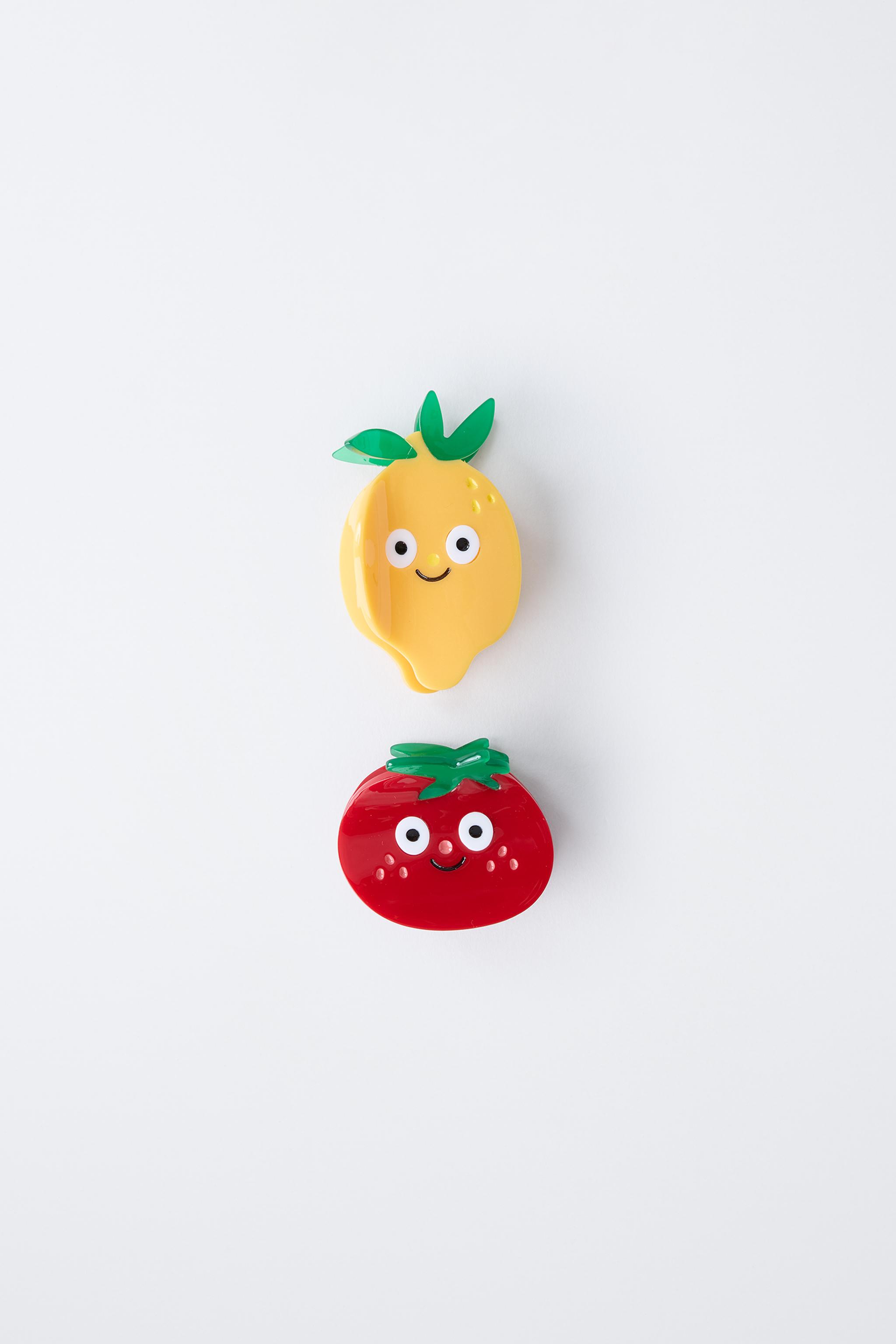 TWO-PACK OF TOMATO AND LEMON HAIR CLIPS