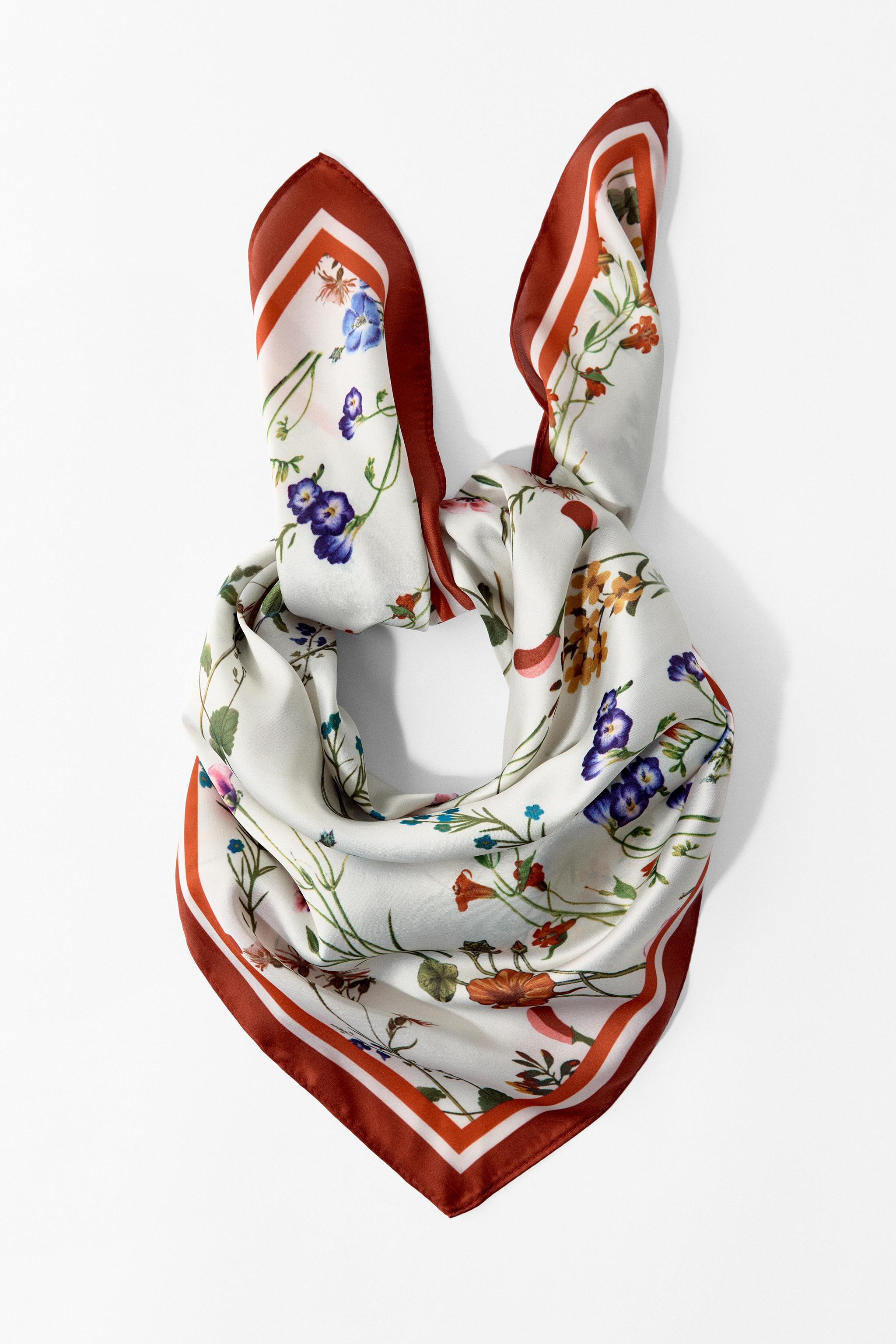 CONTRAST FLORAL PRINT SCARF
