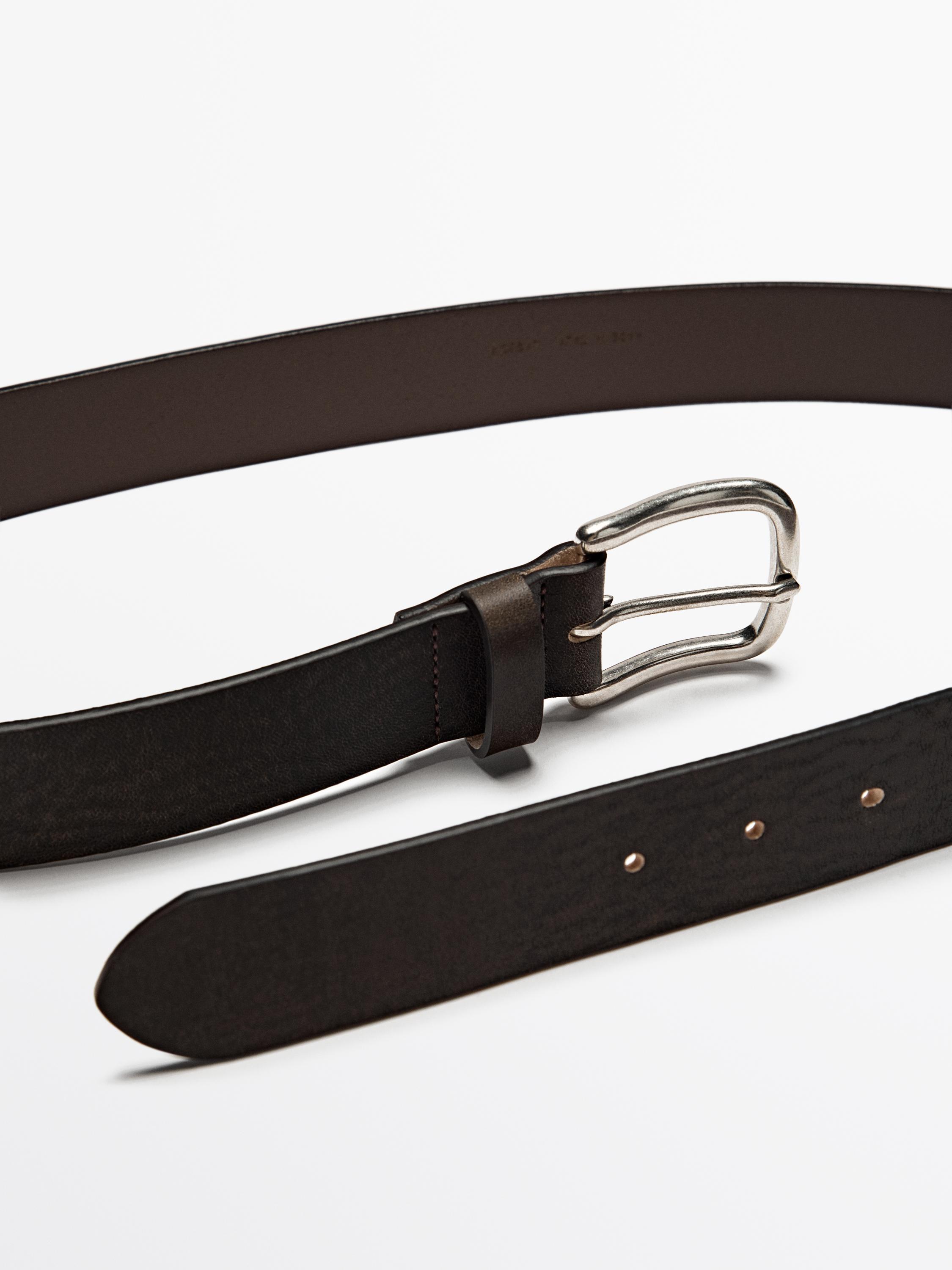 Distressed leather belt