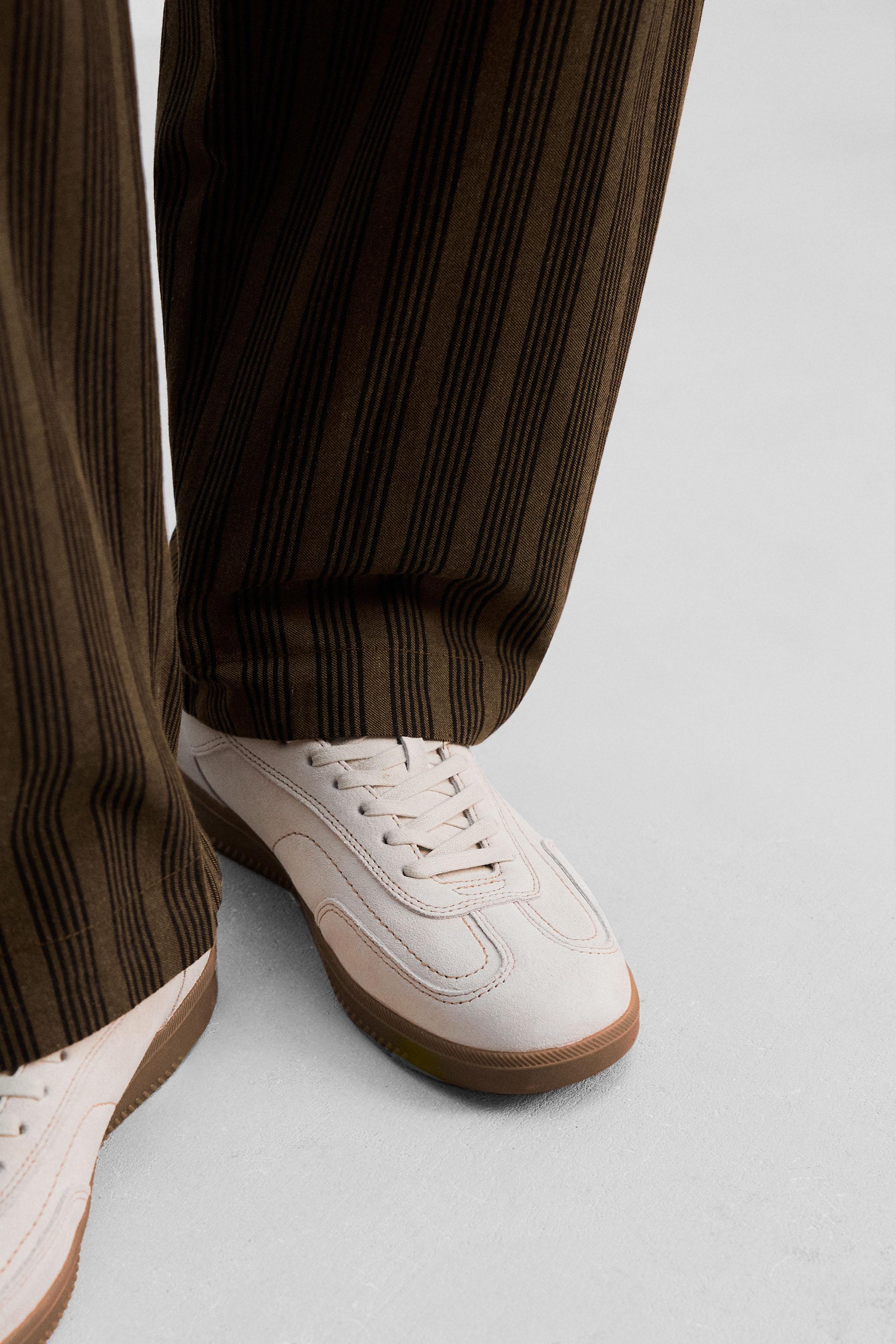 LEATHER CONTRAST SOLE SNEAKERS