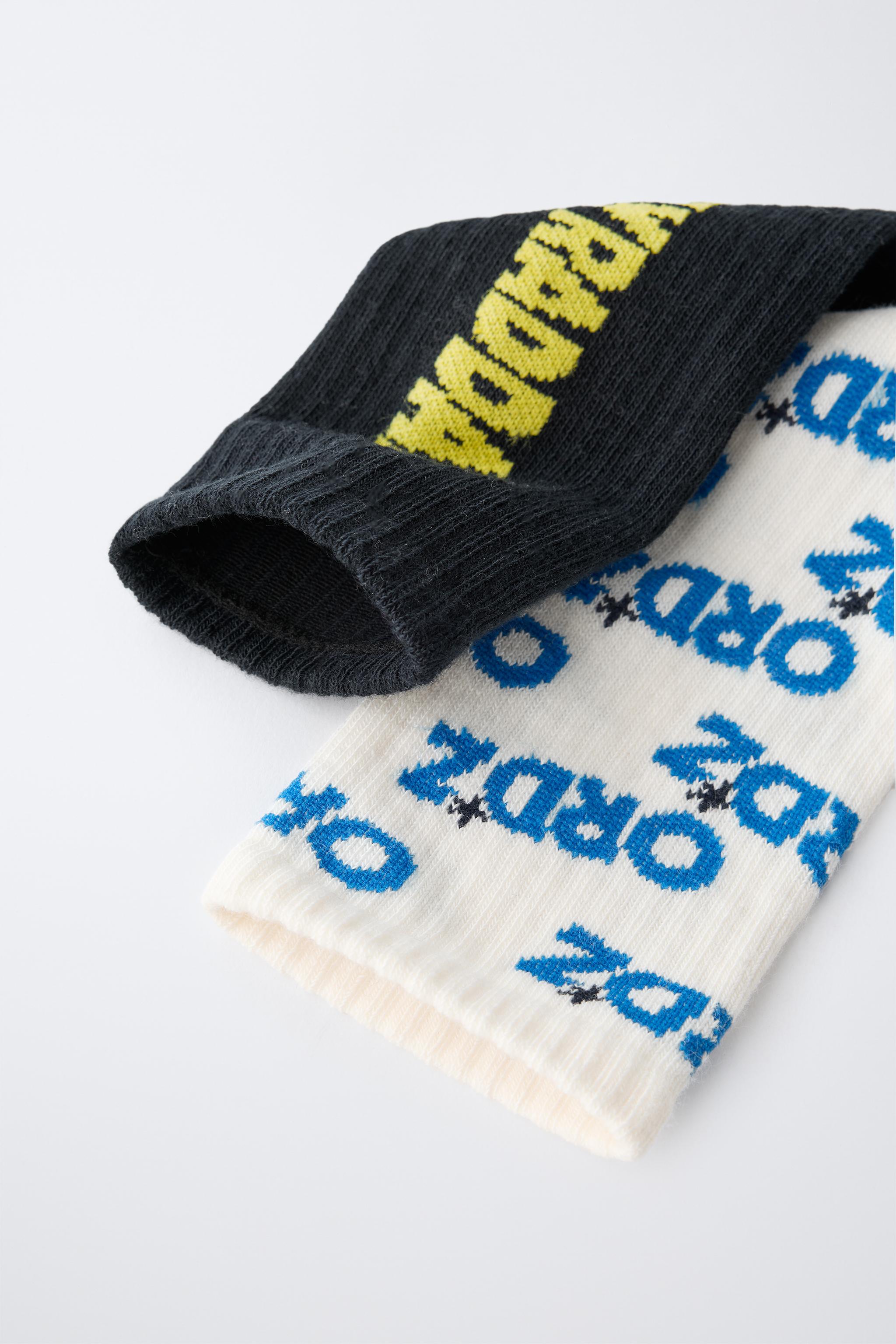 4-14 YEARS/ TWO-PACK OF TEXT LONG SOCKS