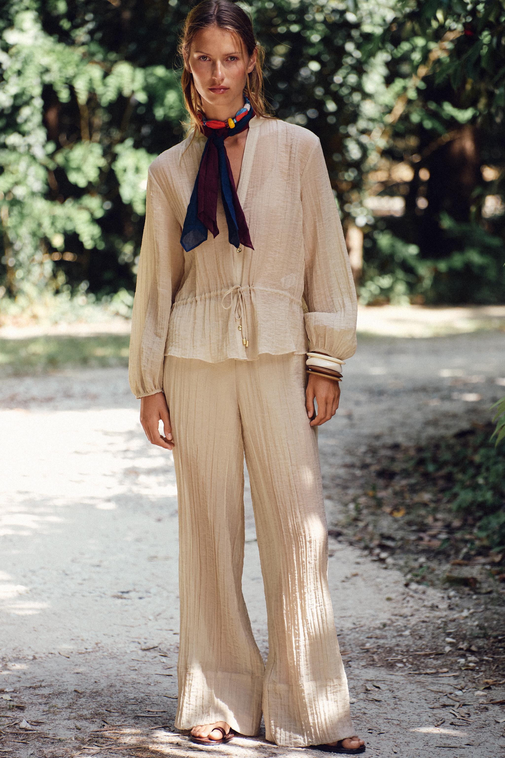 WRINKLE EFFECT SEMI-SHEER SHIRT