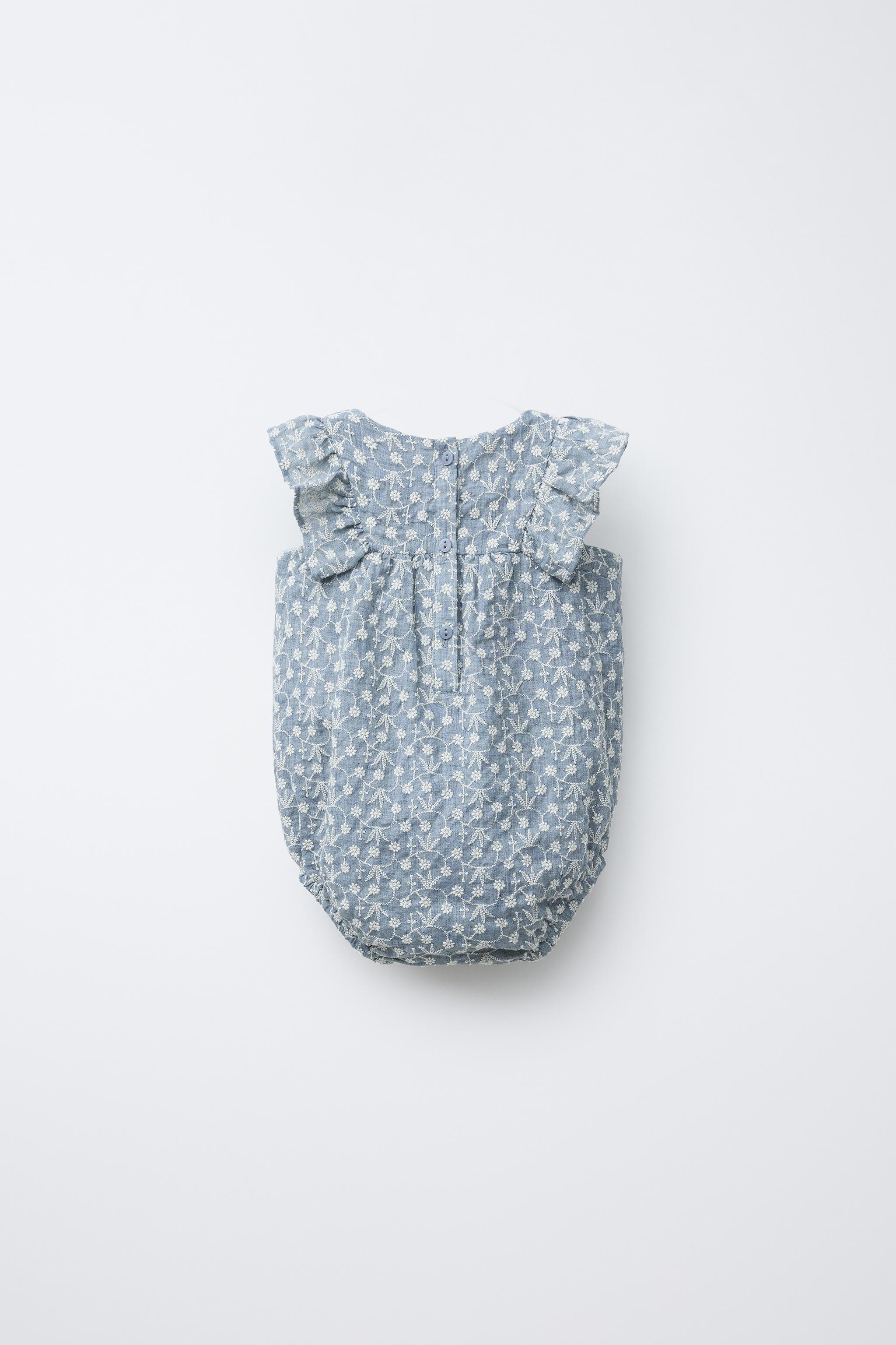 RUFFLED FLORAL EMBROIDERED ROMPER