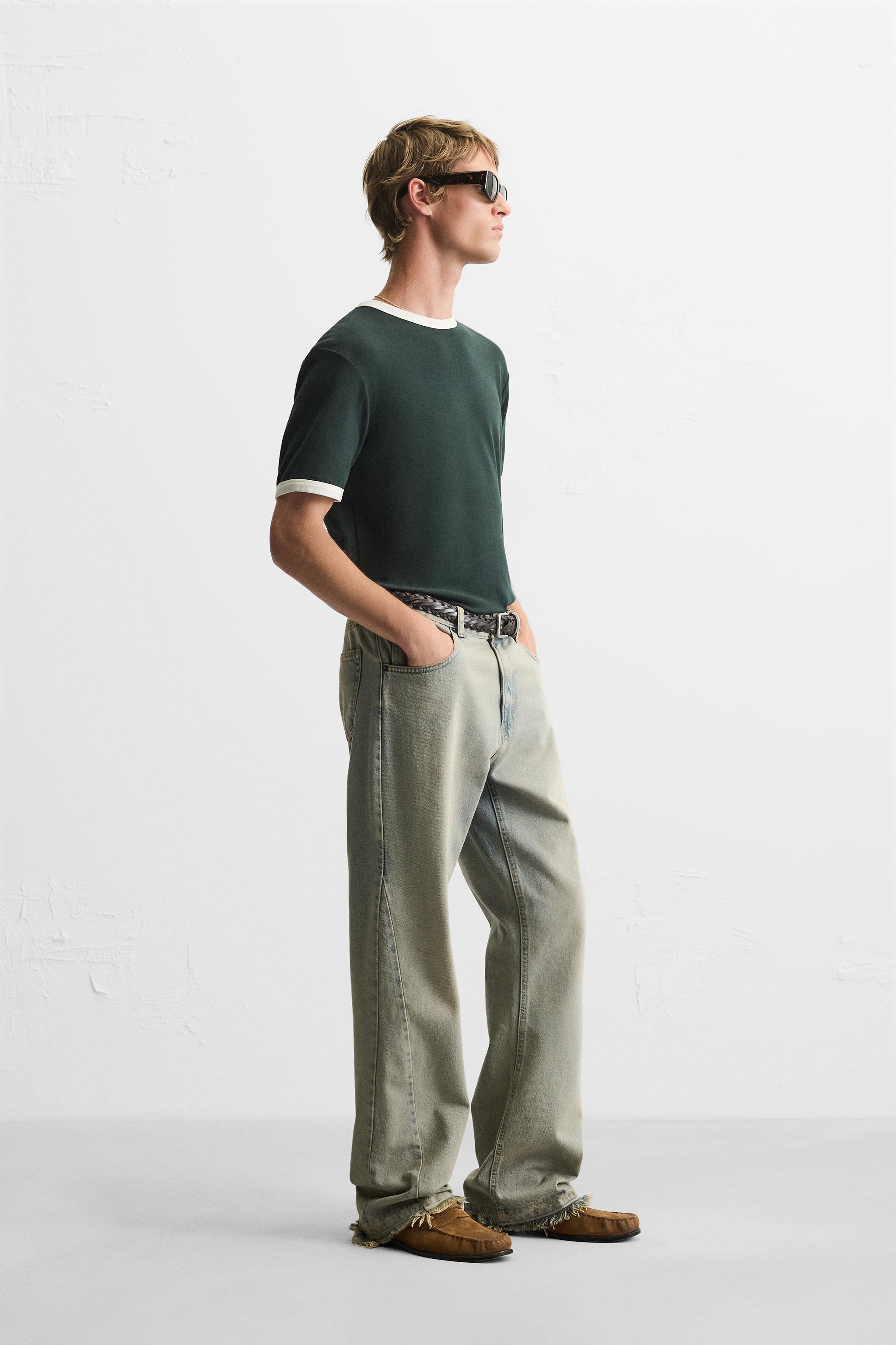 BASIC CONTRAST RIBBED T-SHIRT