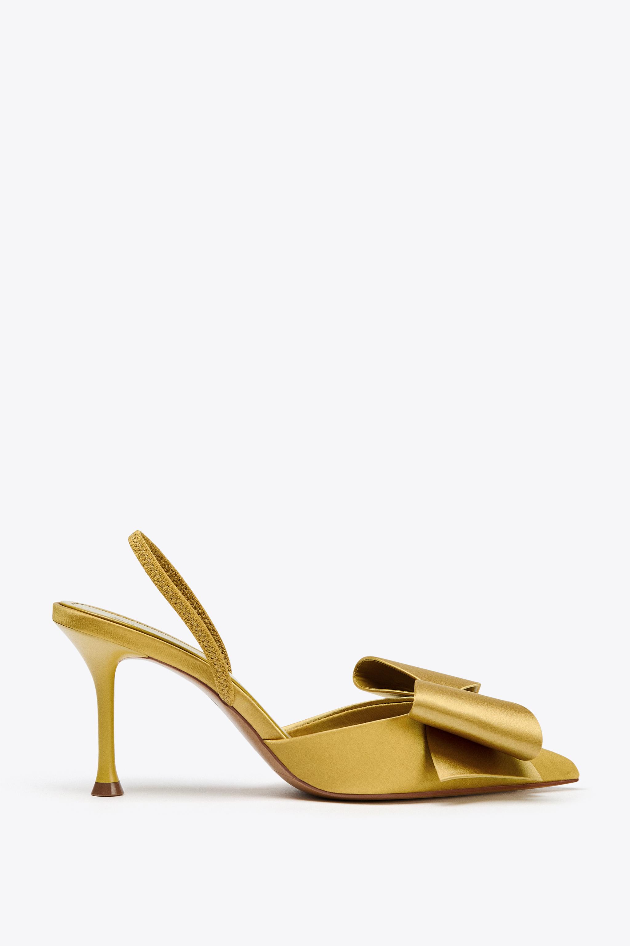 SATIN-EFFECT SLINGBACK HEELS