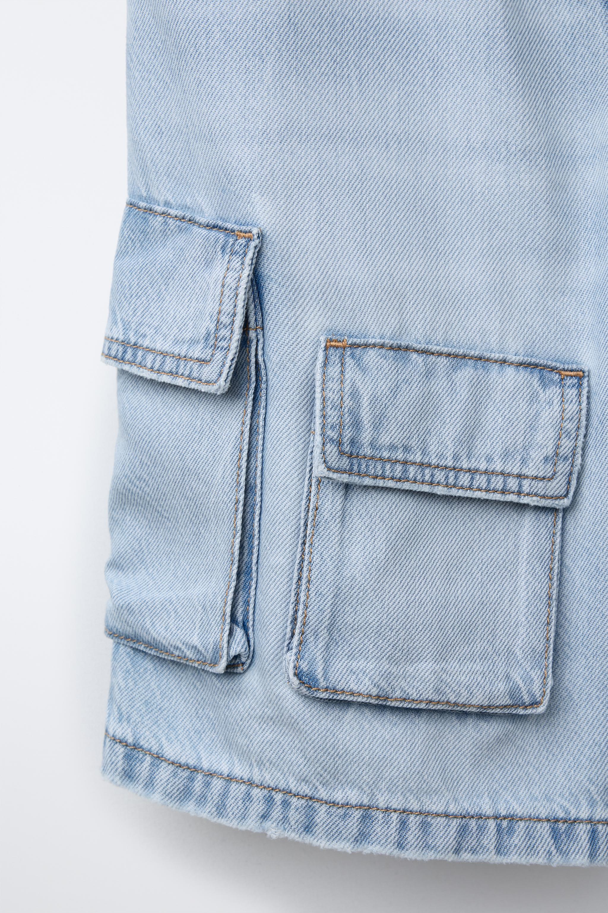 FLOWY LOOSE CARGO DENIM SHORTS