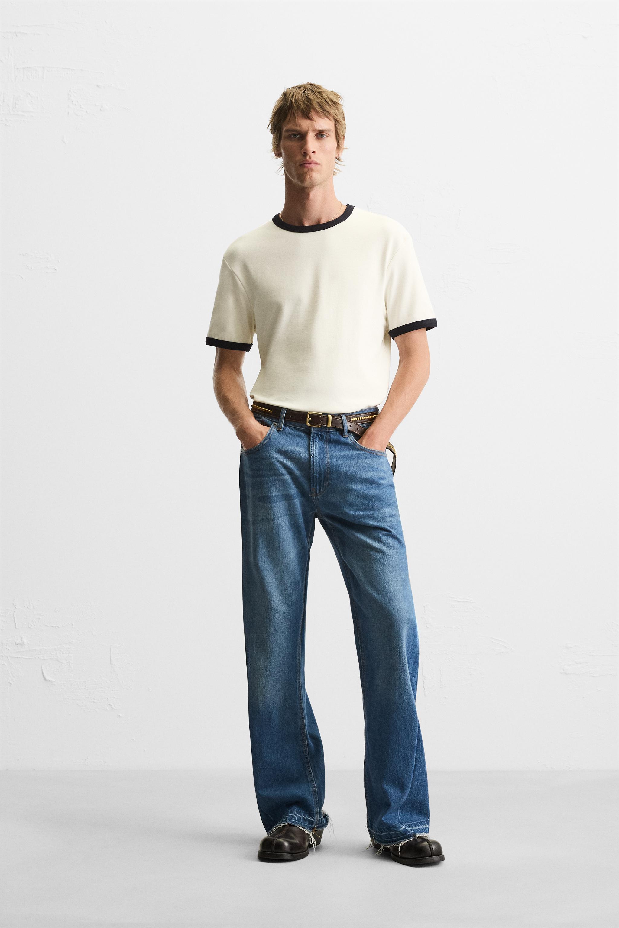 BASIC CONTRAST RIBBED T-SHIRT