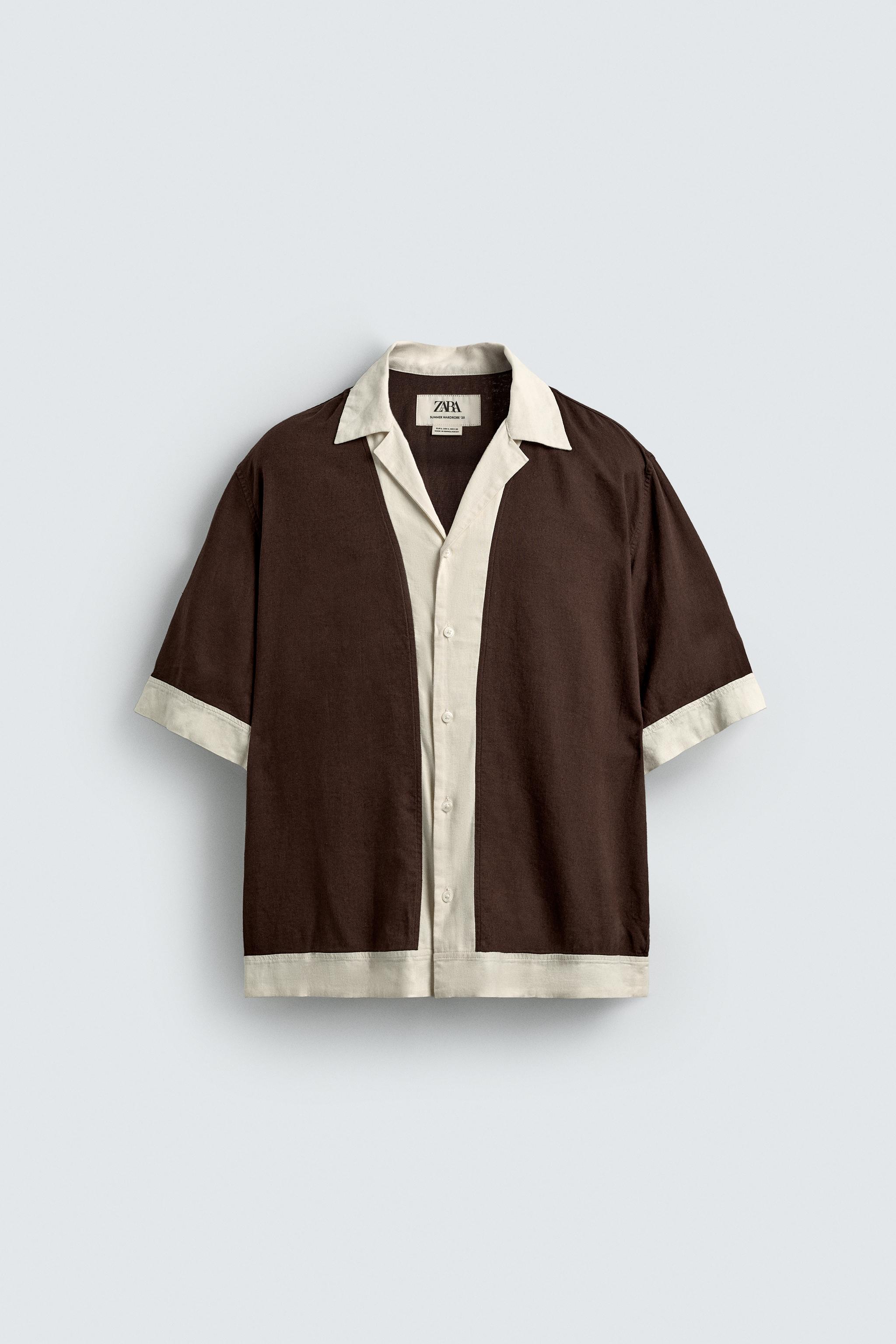 COLORBLOCK VISCOSE-LINEN SHIRT