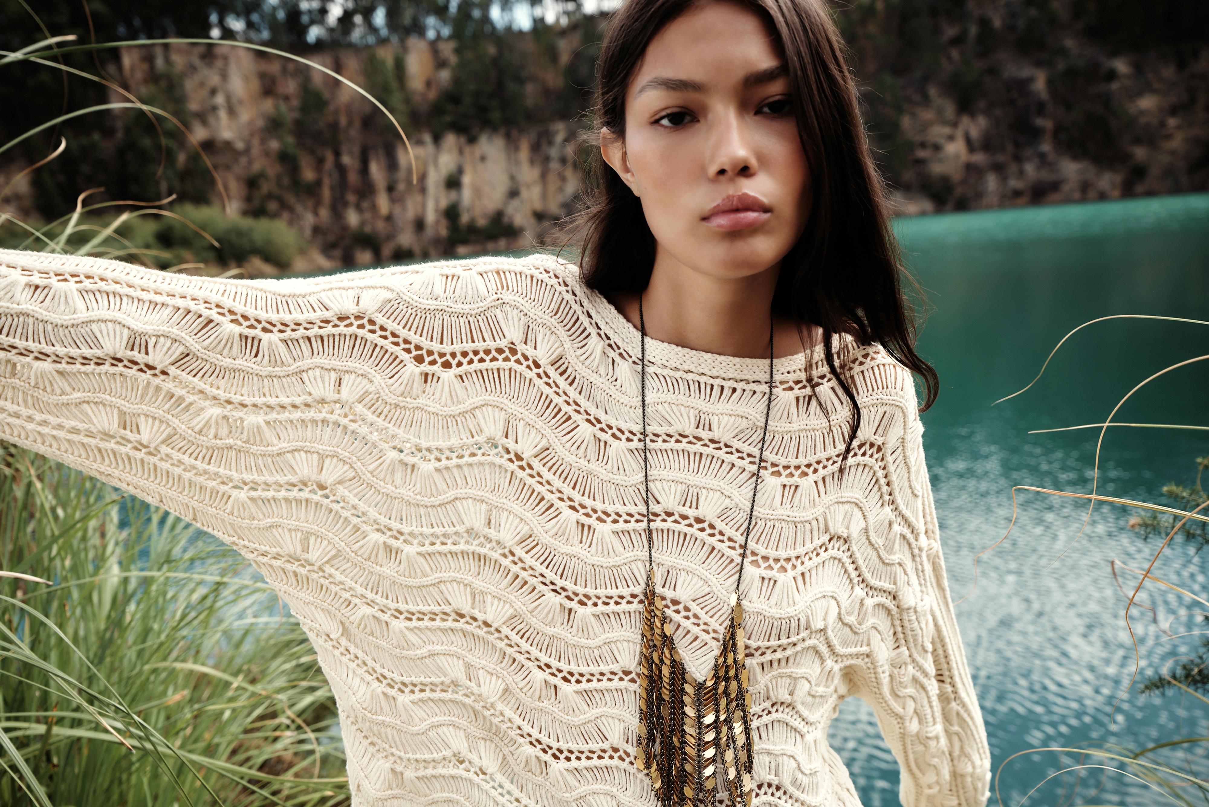 DROP NEEDLE KNIT SWEATER