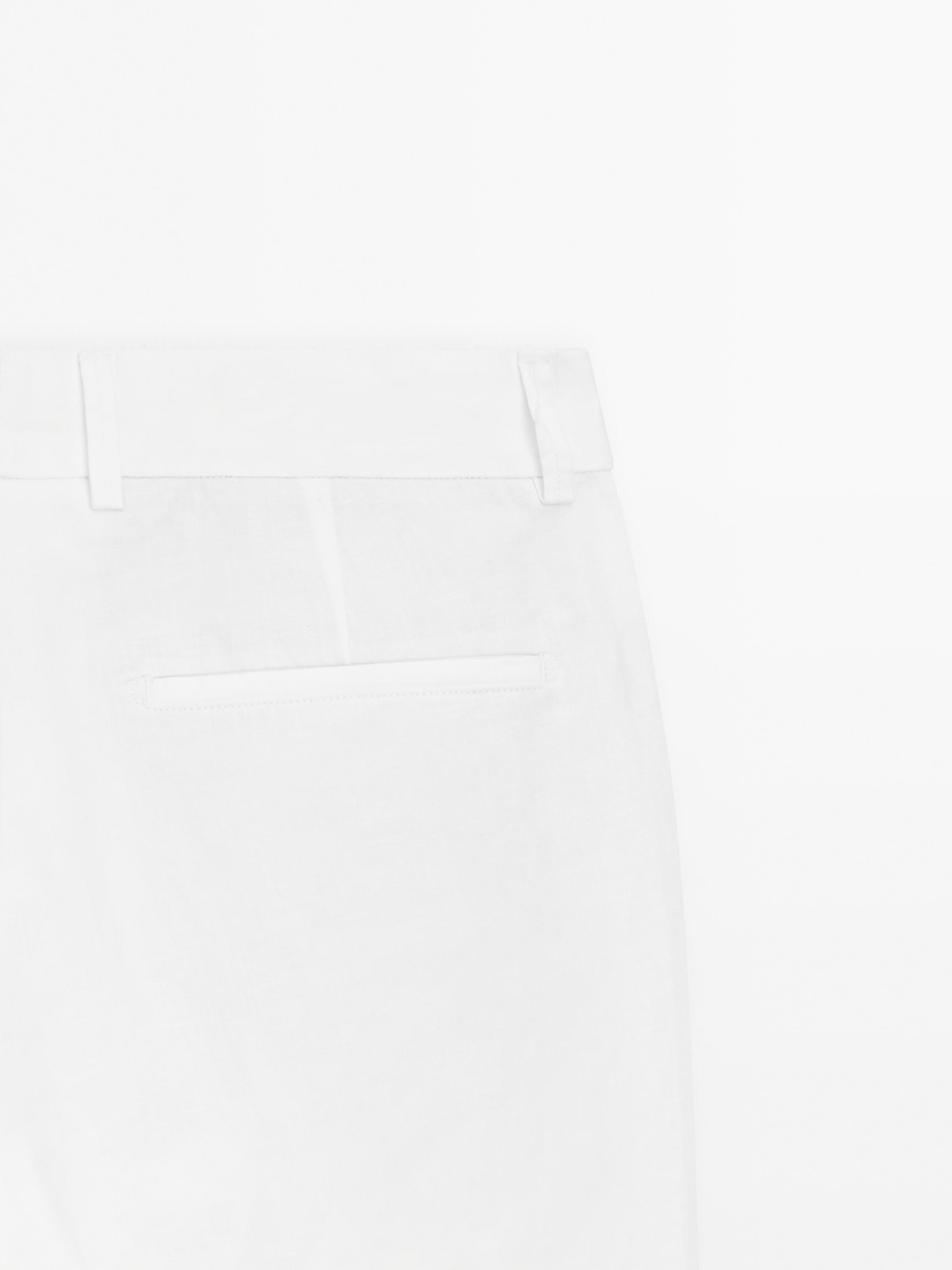 Cotton and linen blend tapered fit trousers