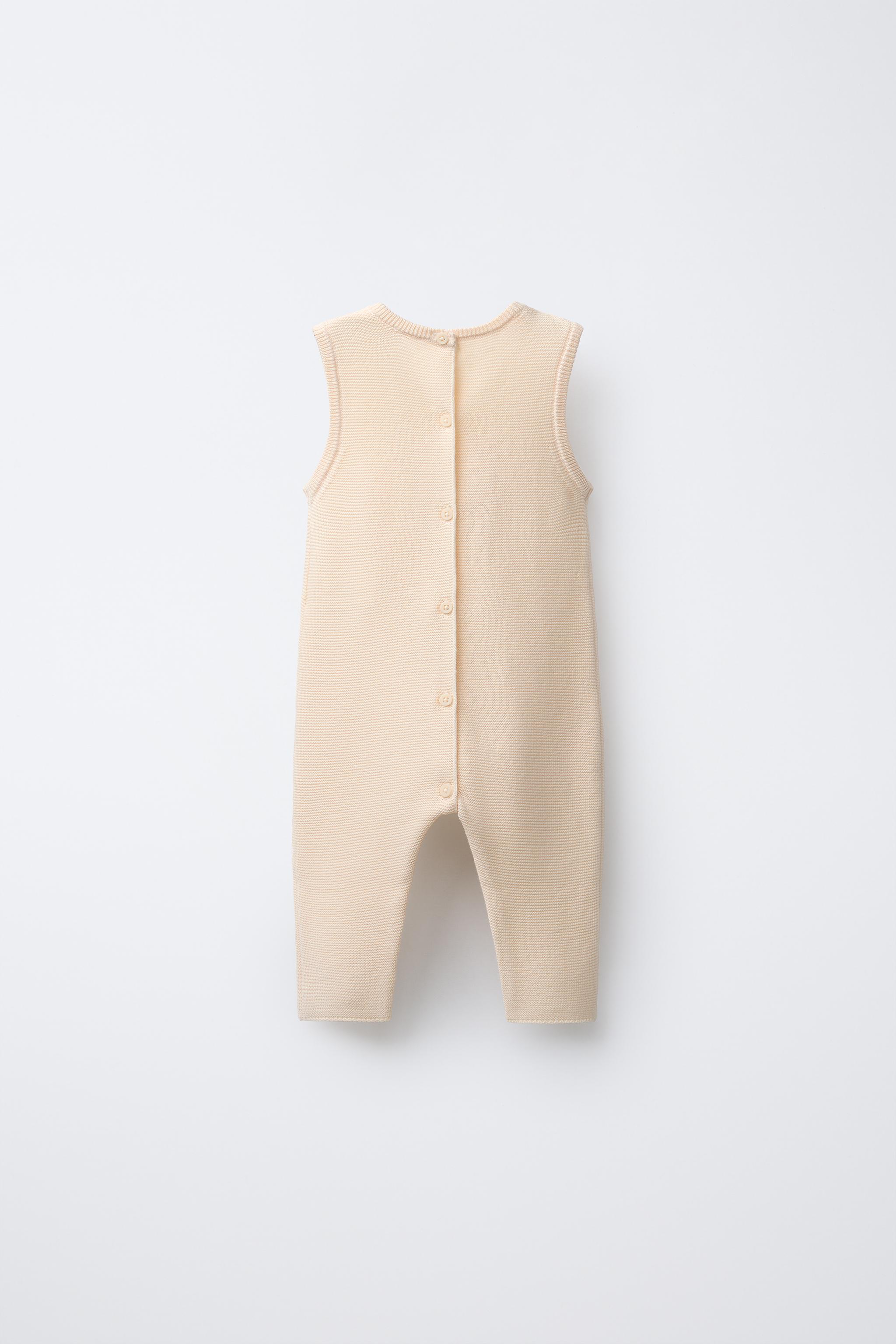 EMBROIDERED ELEPHANT KNIT OVERALLS