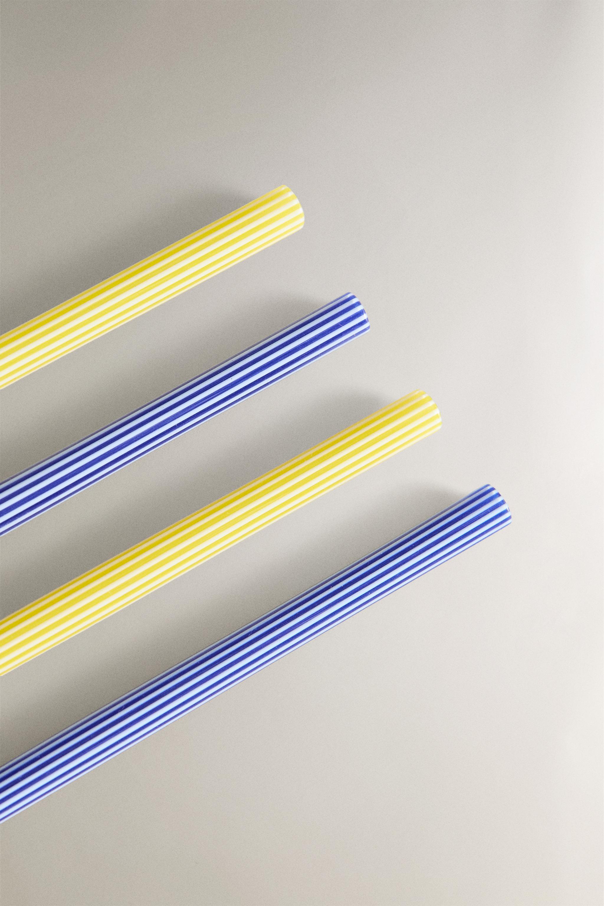 SET OF STRIPED BOROSILICATE GLASS STRAWS (SET OF 4)