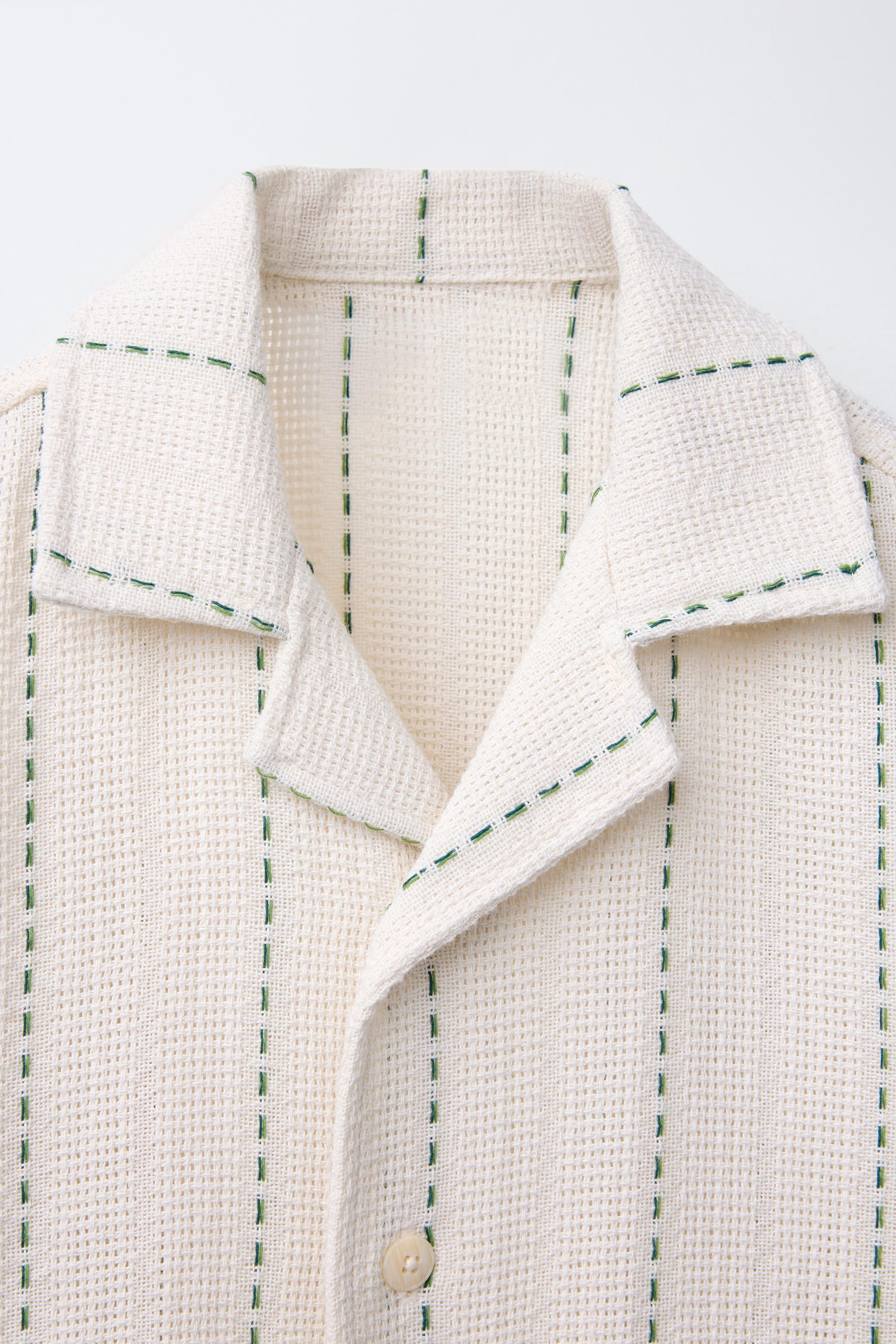 RUSTIC SHIRT WITH STRIPE EMBROIDERY