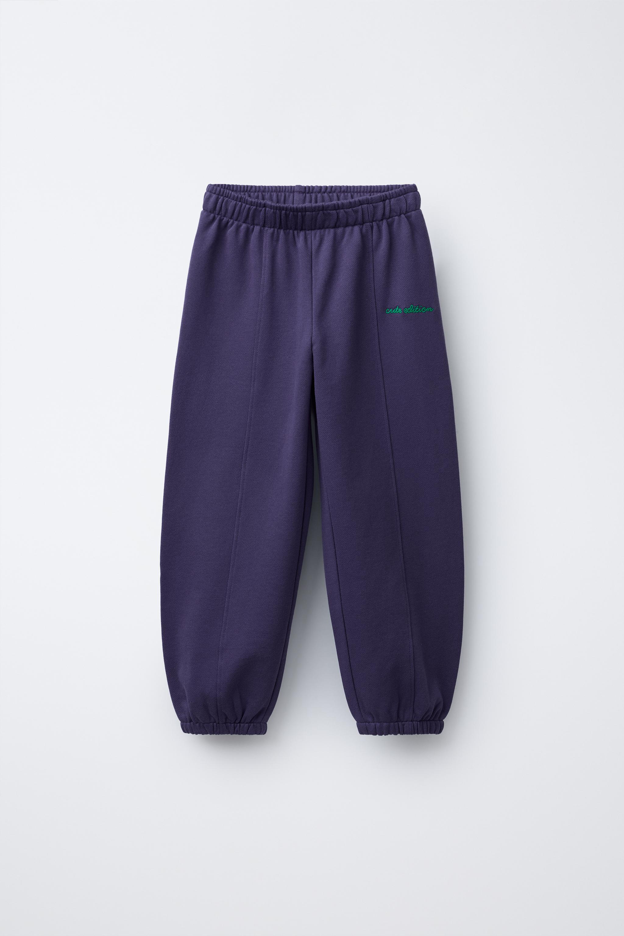 EMBROIDERED TEXT PLUSH JOGGER PANTS