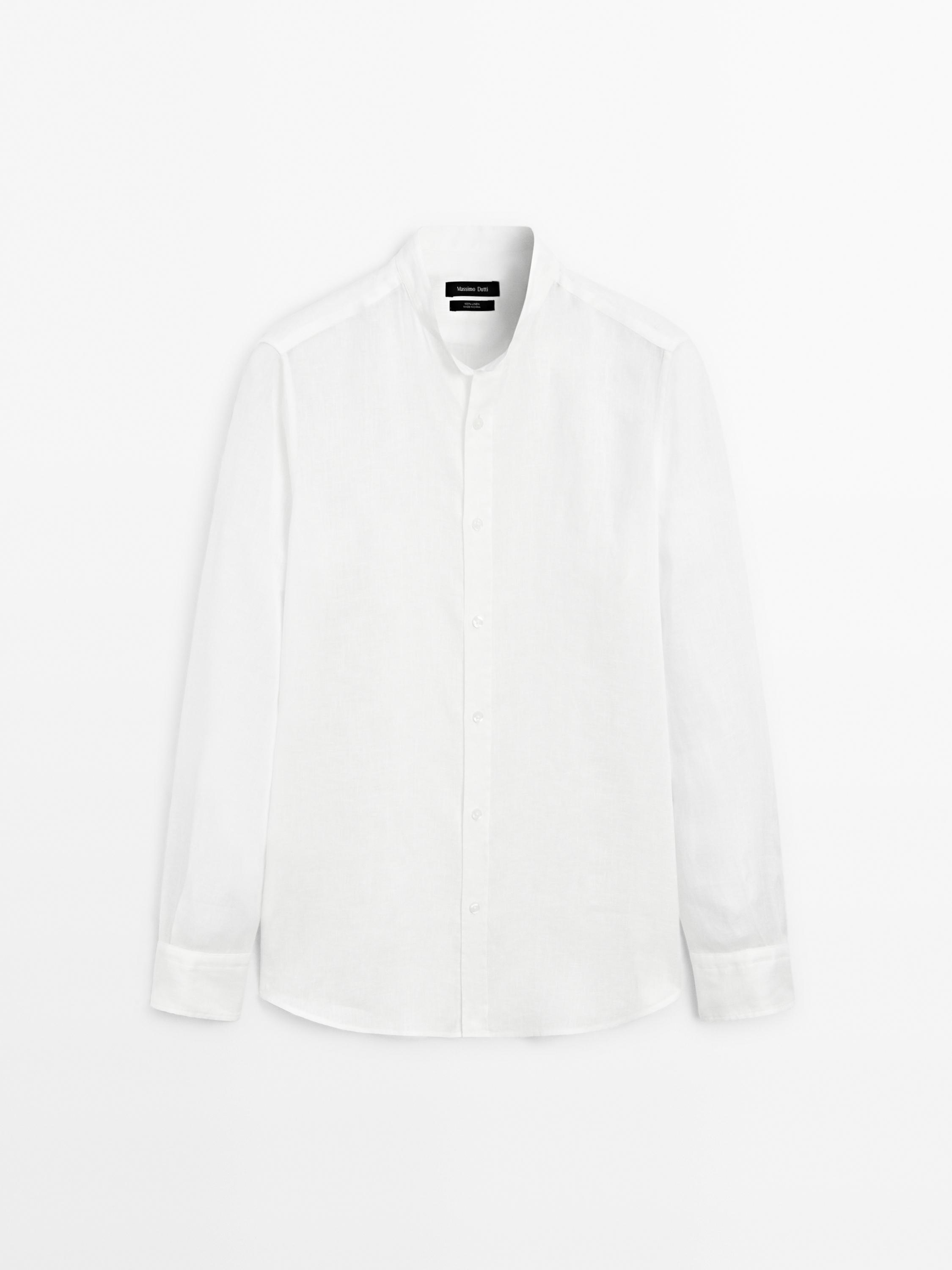Regular-fit shirt with stand collar