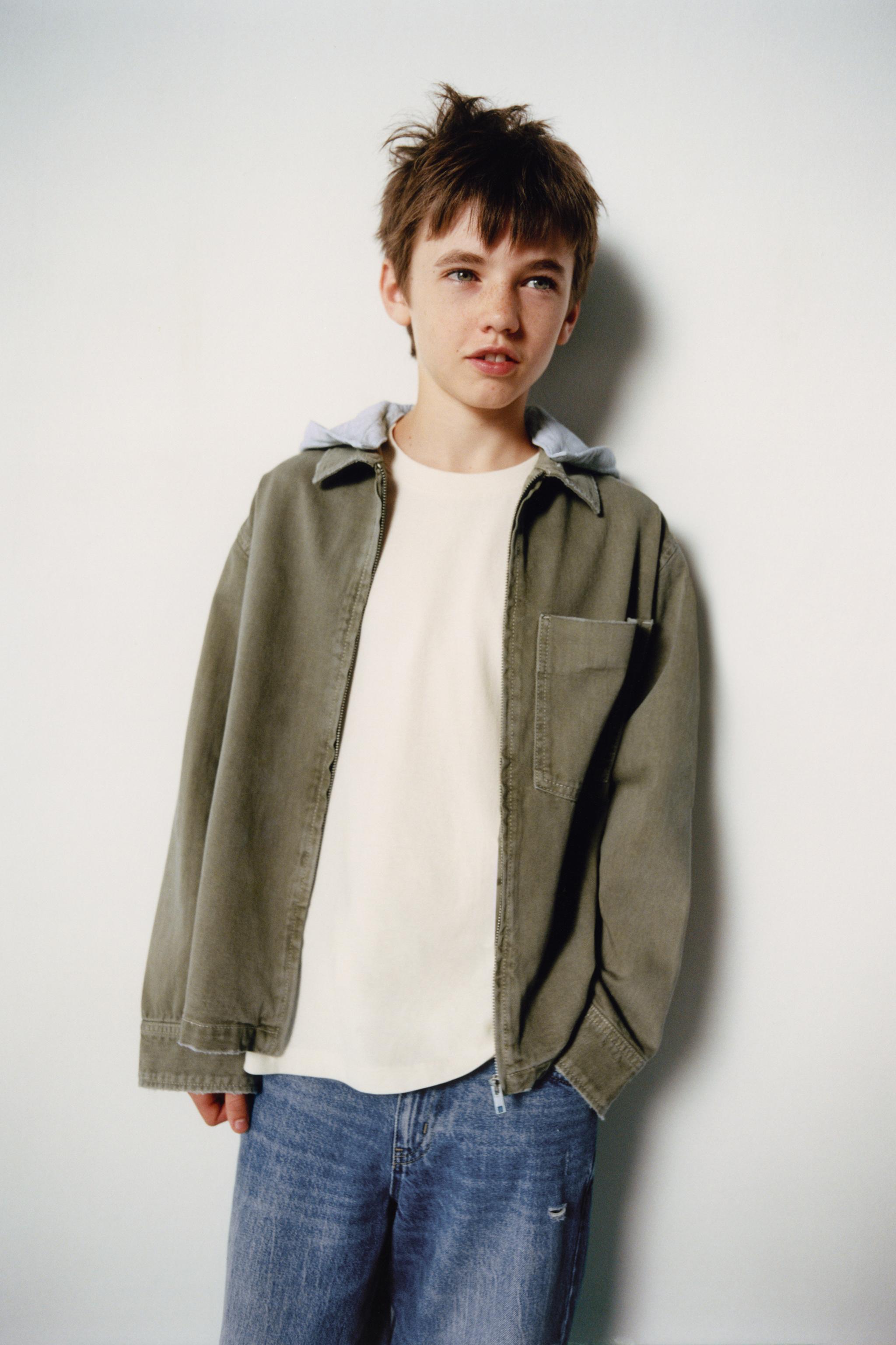 TWILL OVERSHIRT WITH REMOVABLE HOOD