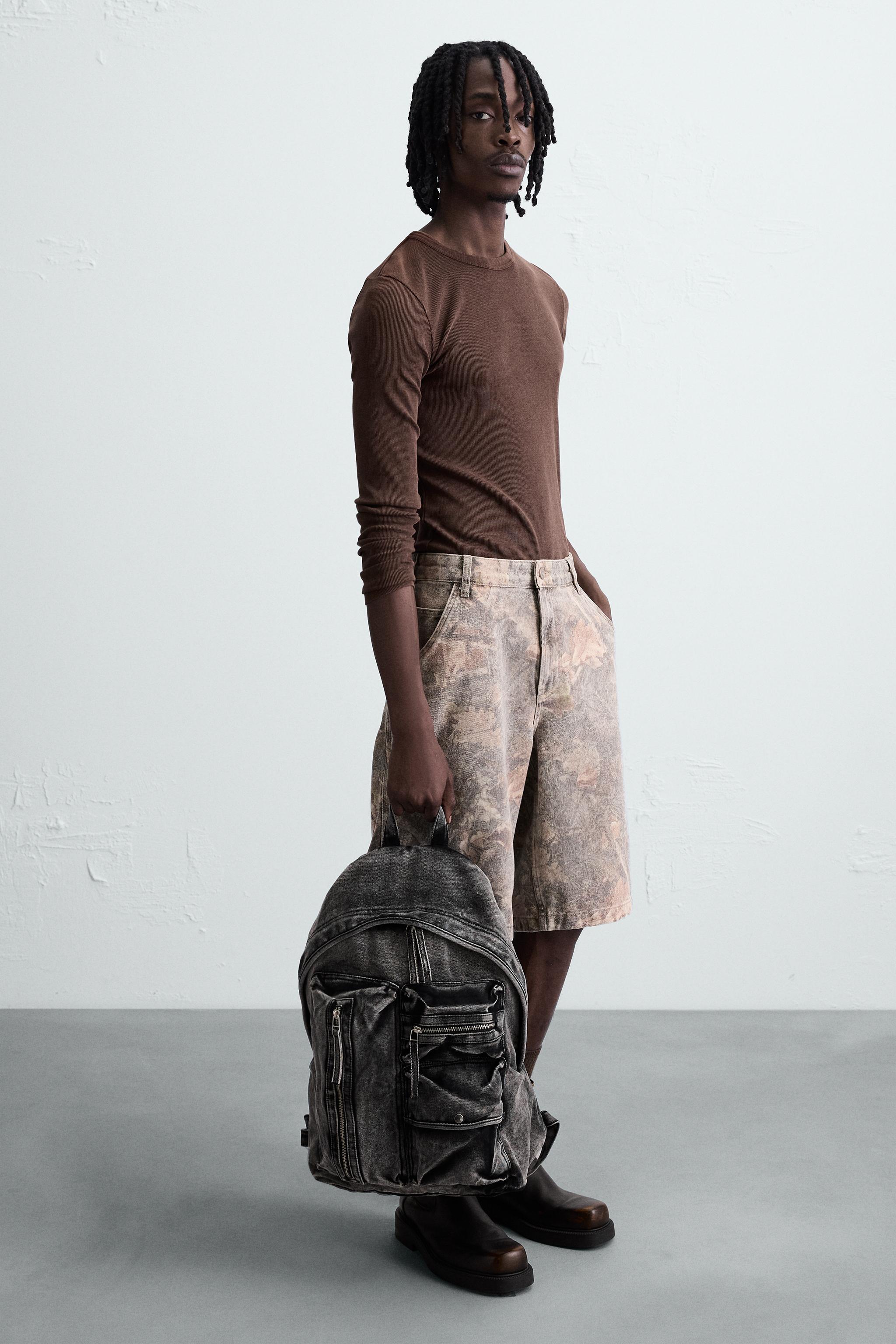 WASHED EFFECT DENIM BACKPACK