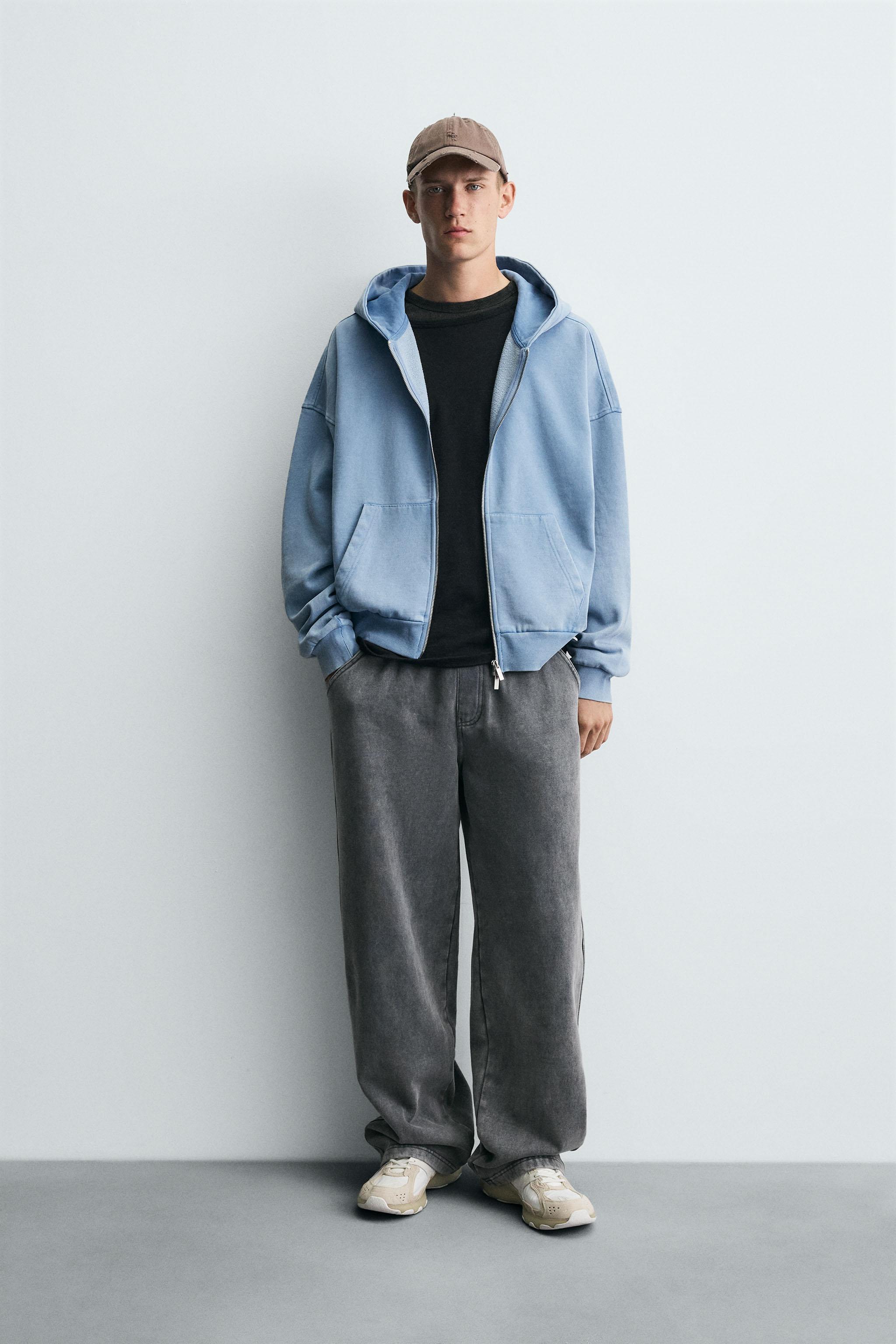 WASHED HOODED ZIP SWEATSHIRT