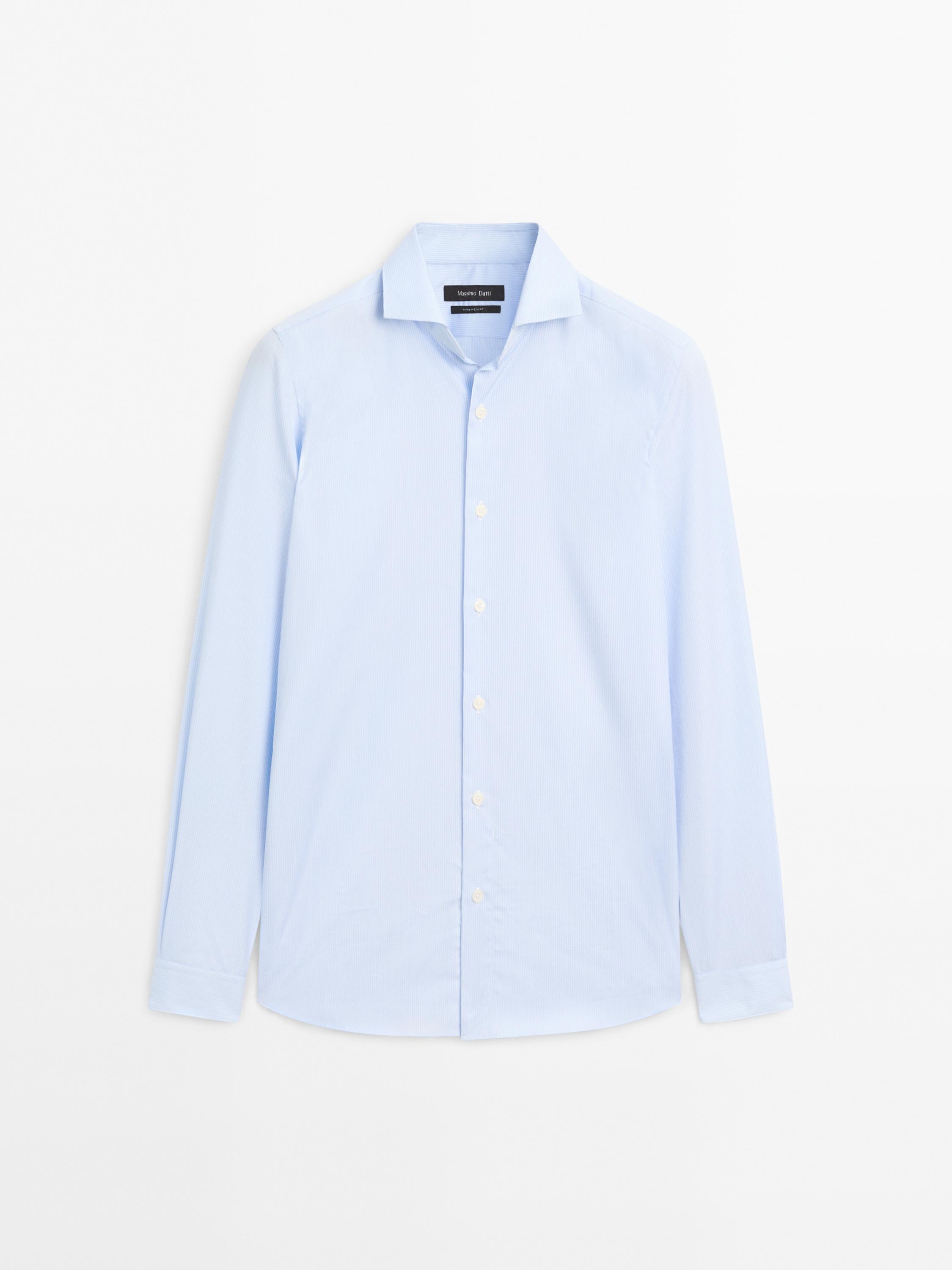 Slim fit striped 100% cotton shirt