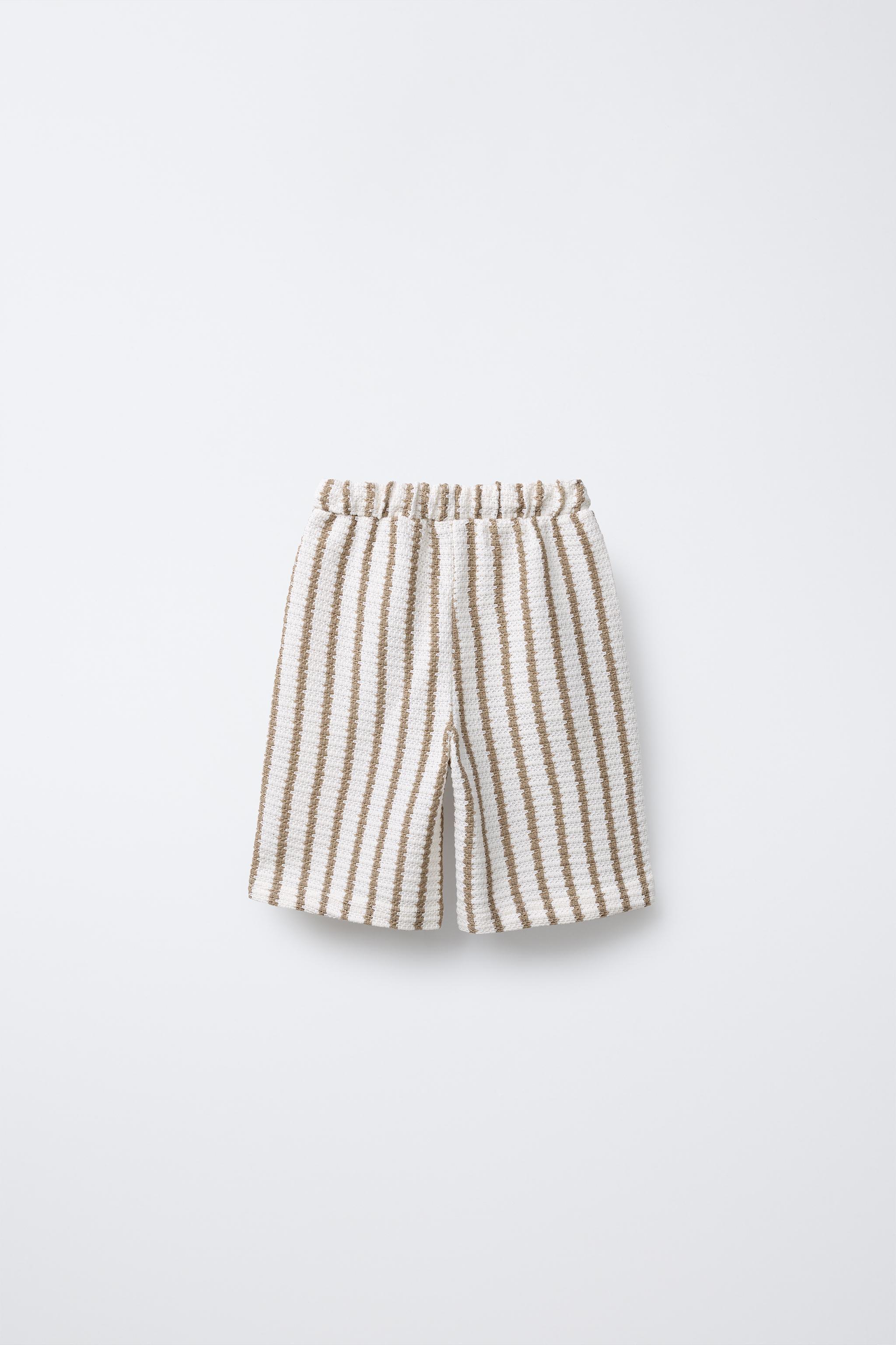 TEXTURED STRIPED SLIM FIT BERMUDA SHORTS