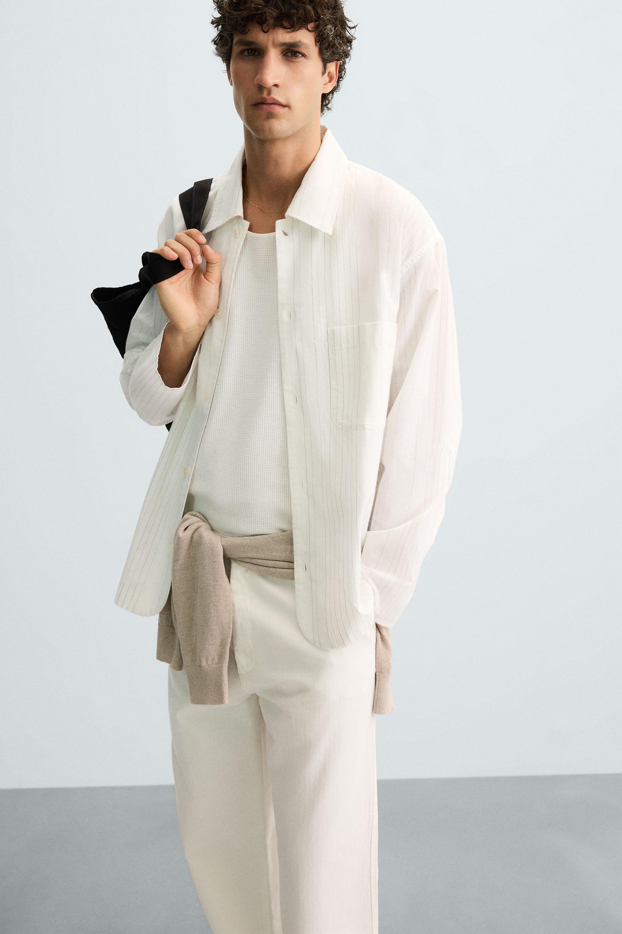 TEXTURED WEAVE STRIPED SHIRT