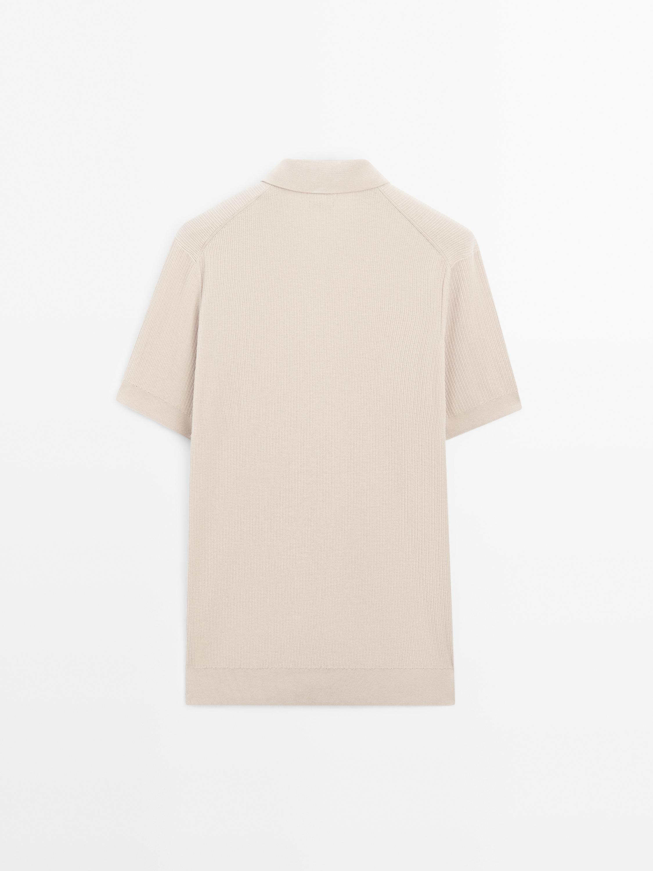 100% cotton ribbed knit polo shirt