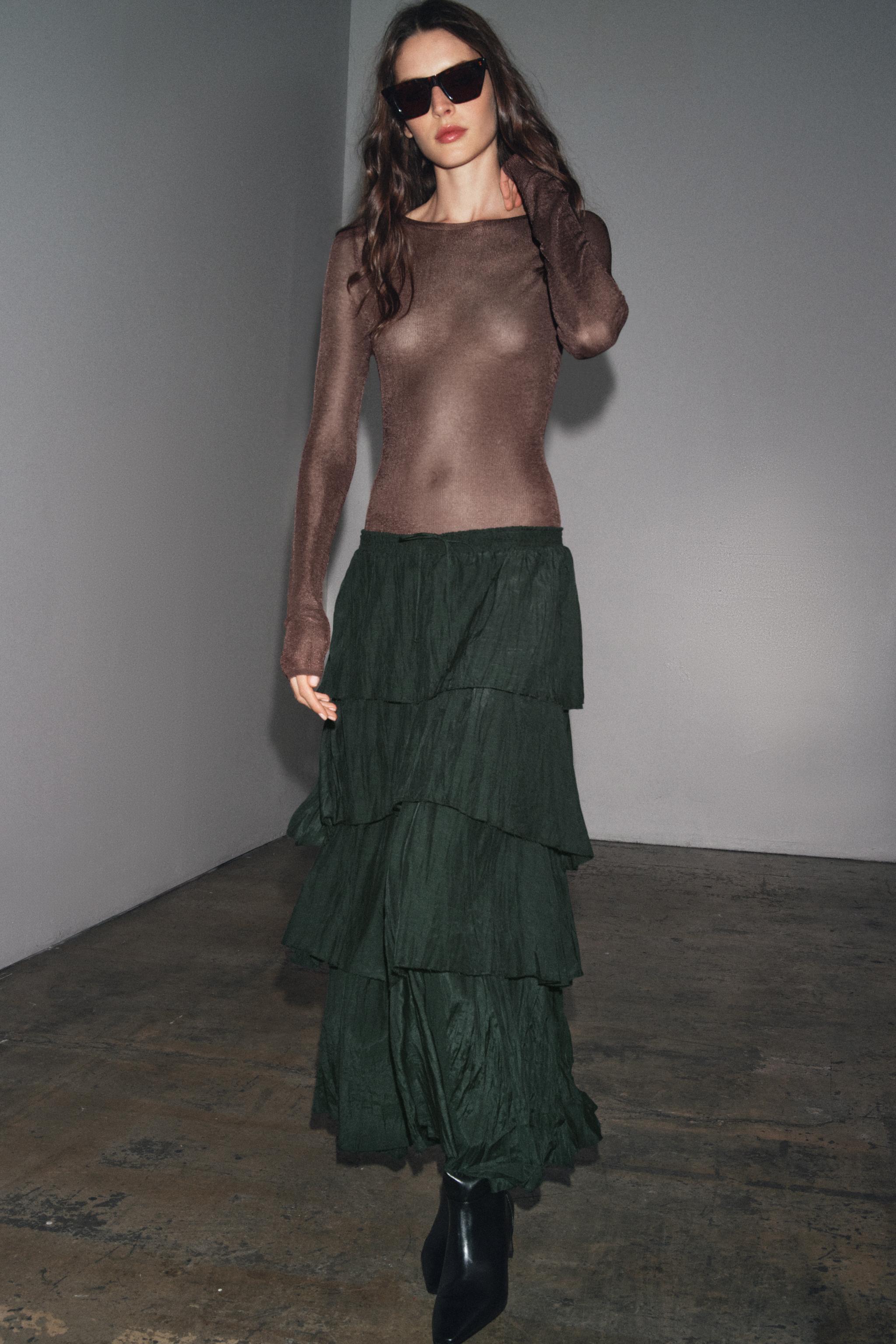 RUFFLED MIDI SKIRT ZW COLLECTION