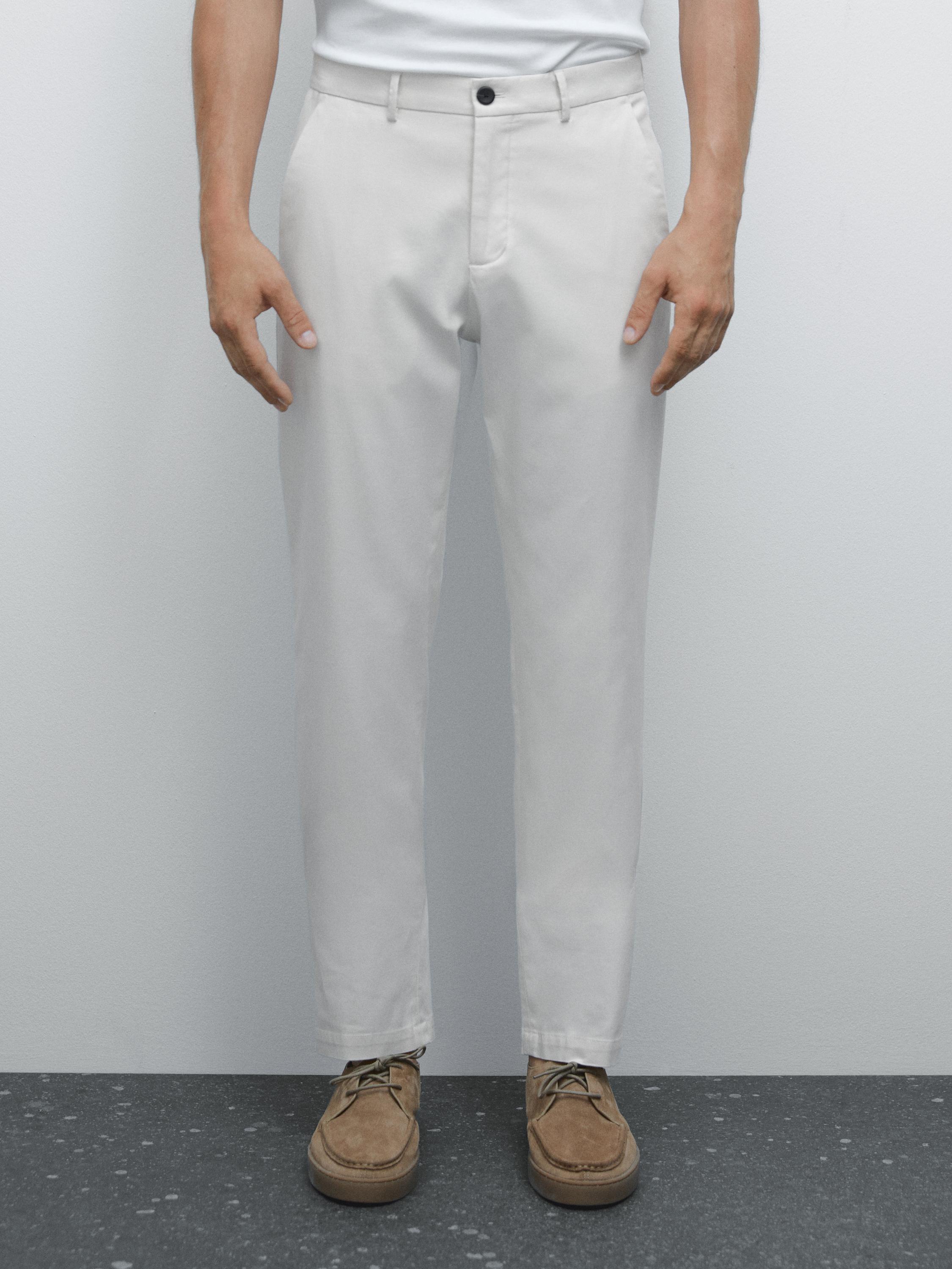 Slim fit textured trousers