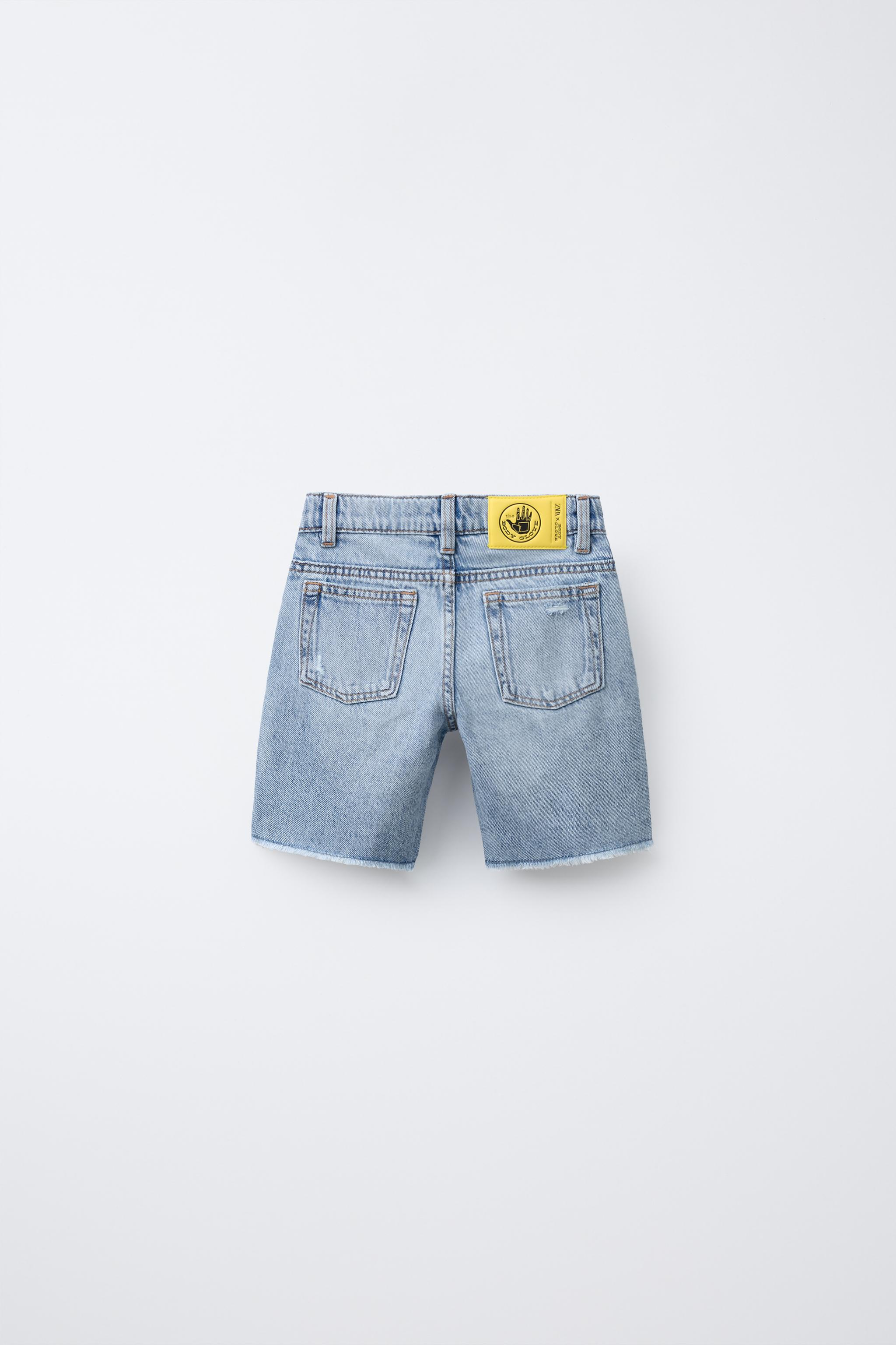 ZARA X BODY GLOVE ® RIPPED STRAIGHT DENIM SHORTS