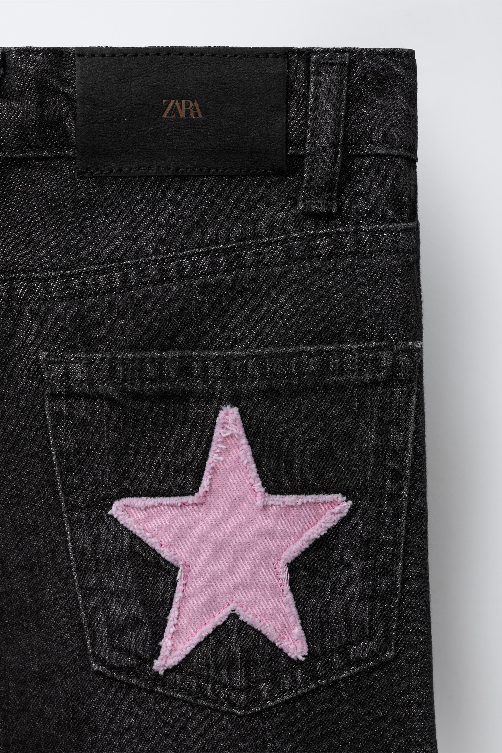 WIDE LEG JEANS STAR PATCHES