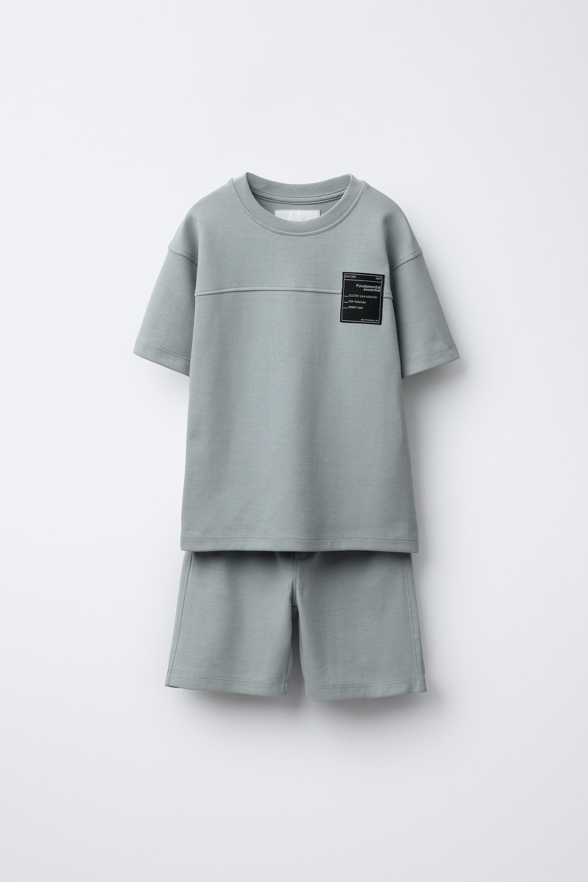 LABEL INTERLOCK T-SHIRT AND BERMUDA SET