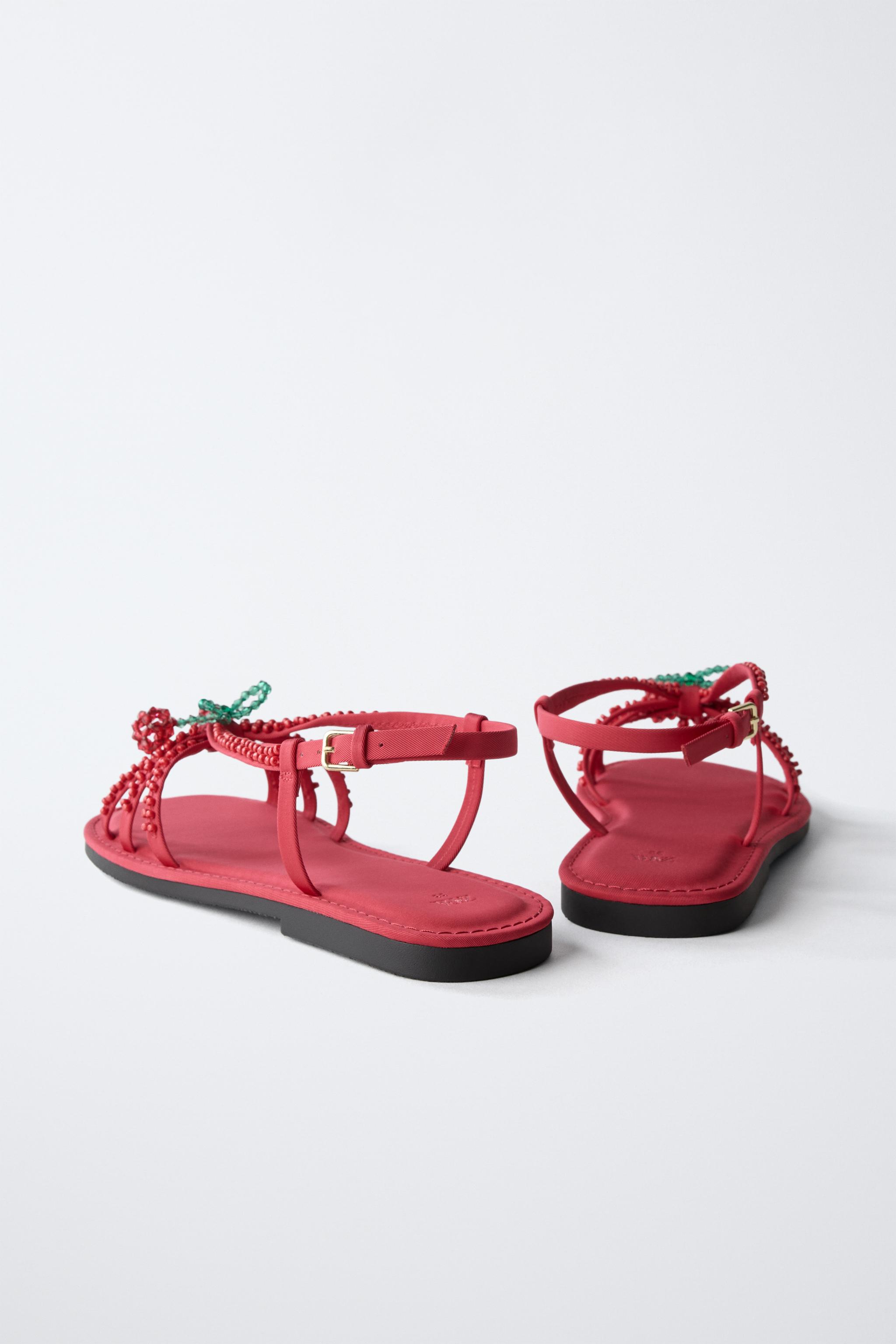 CHERRY BEADED SANDALS