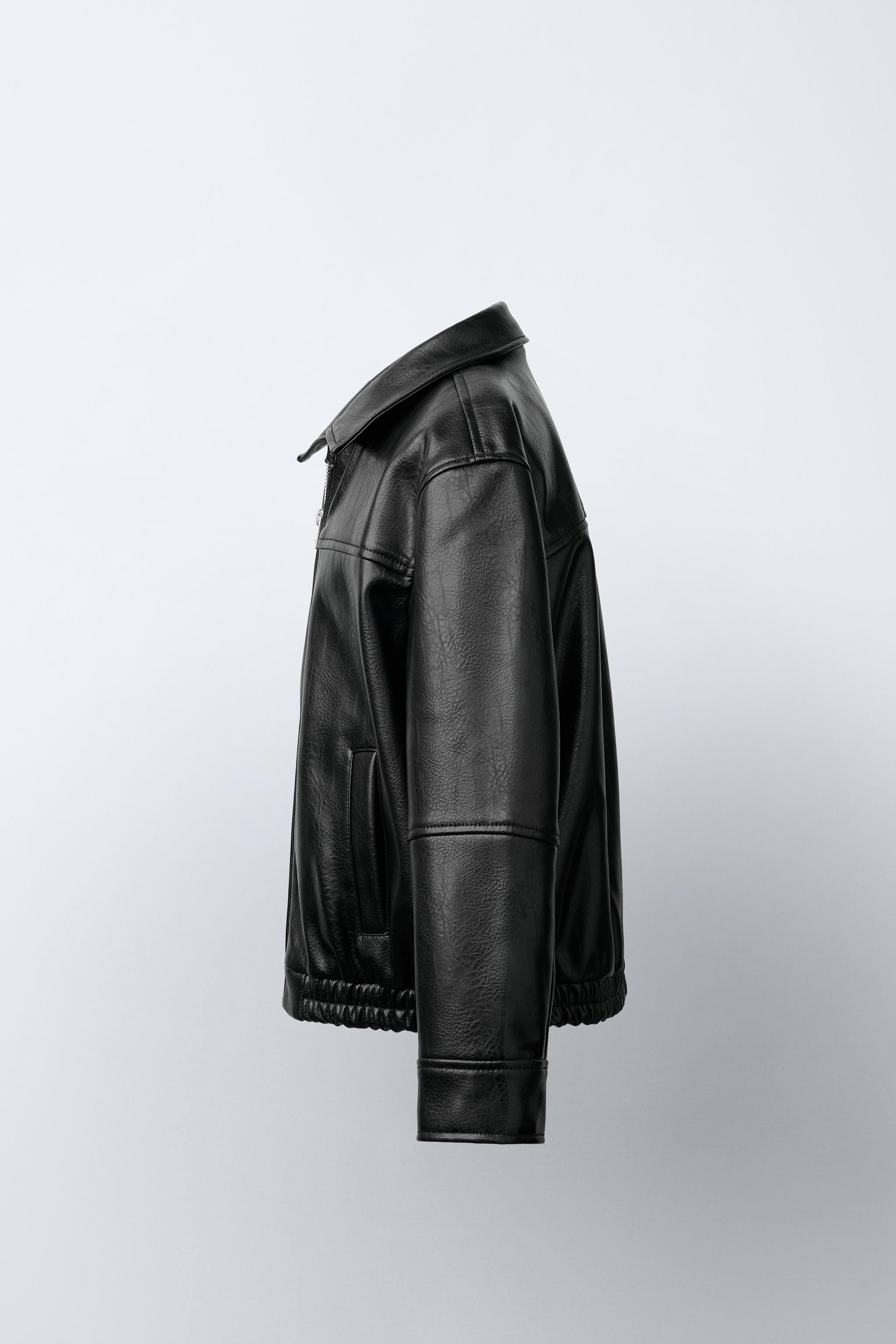 FAUX LEATHER BOMBER JACKET