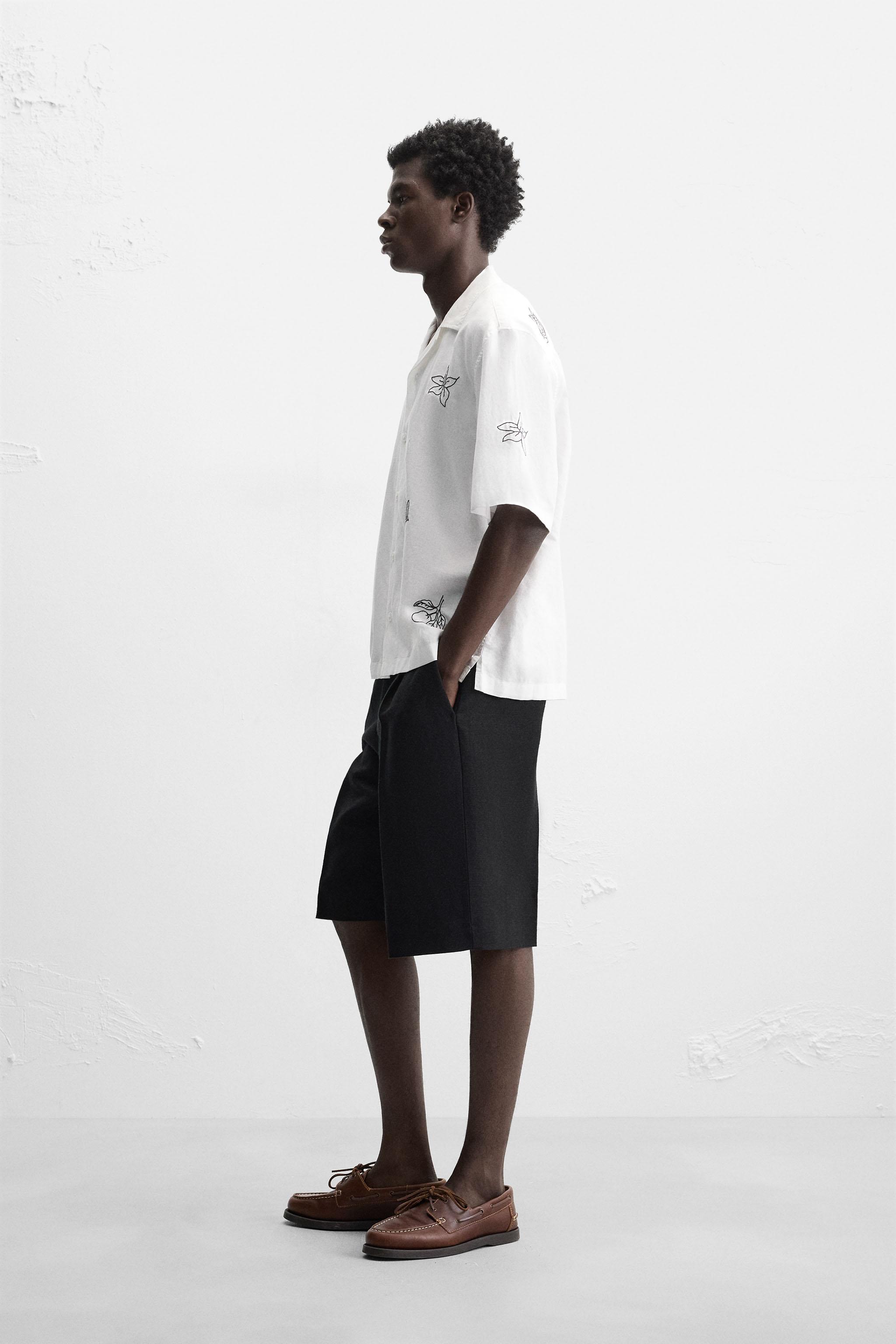 EMBROIDERED COTTON LINEN SHIRT