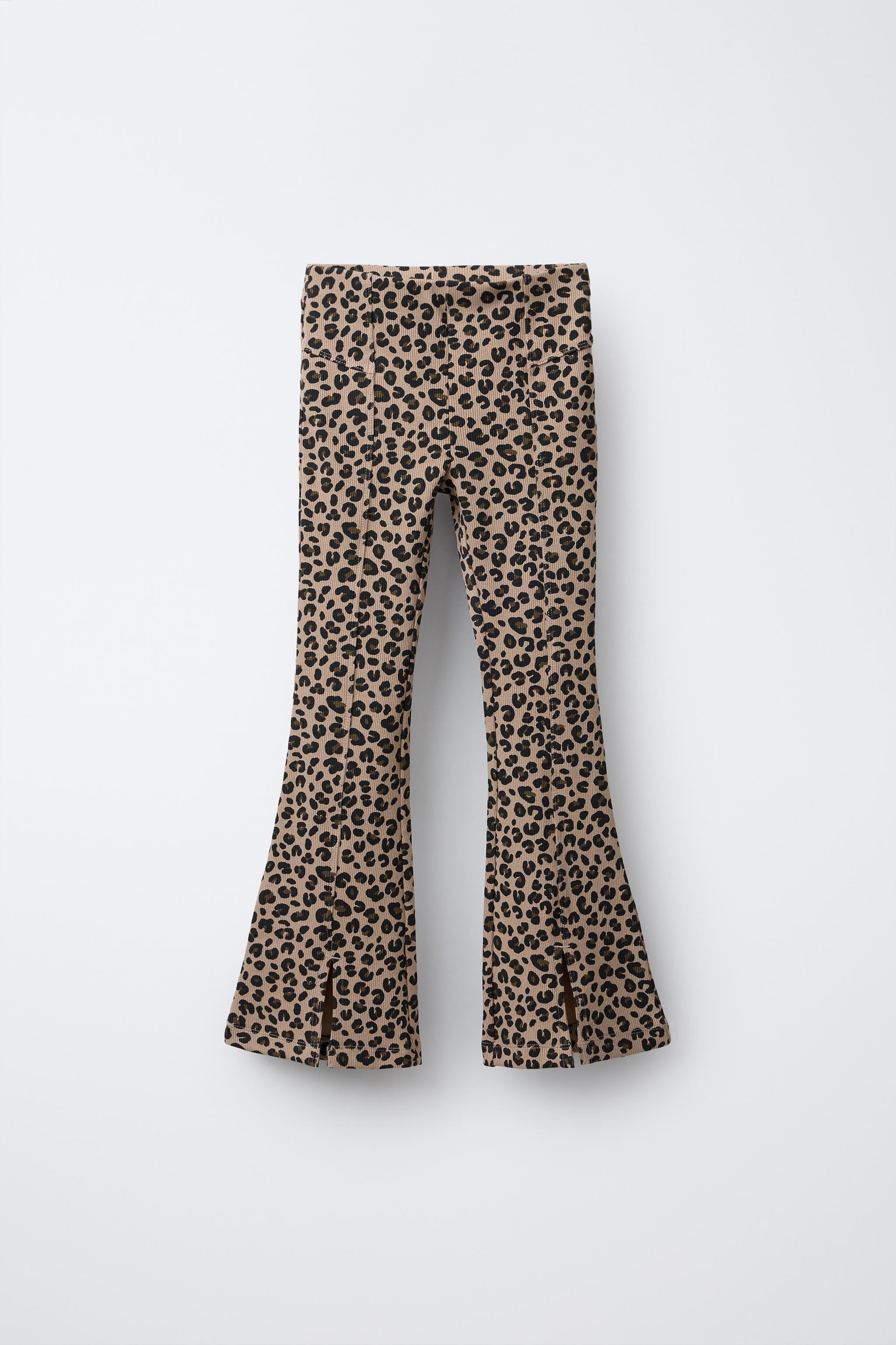 RIBBED FLARE ANIMAL PRINT LEGGINGS