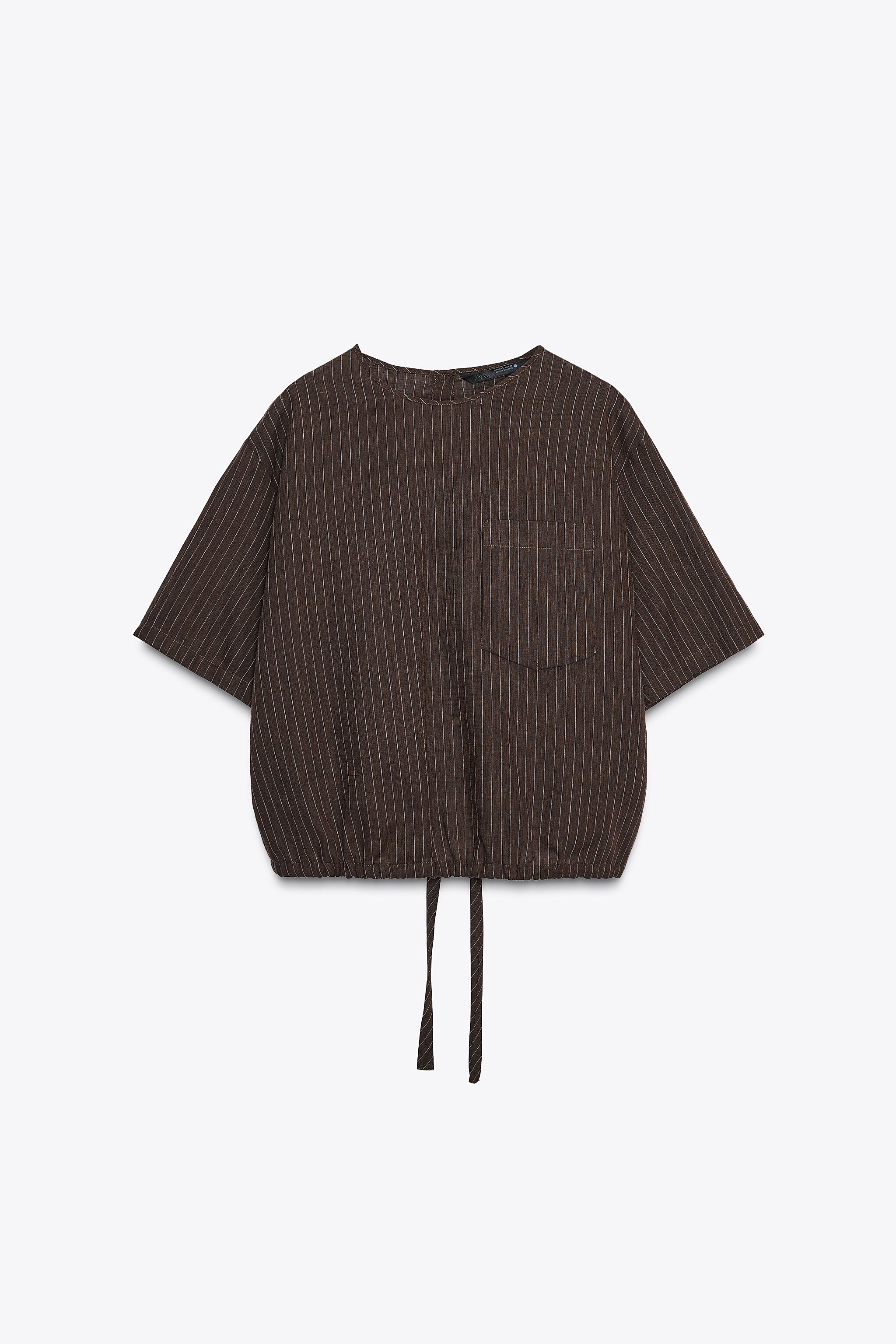 ZW COLLECTION STRIPED LINEN BLEND TOP