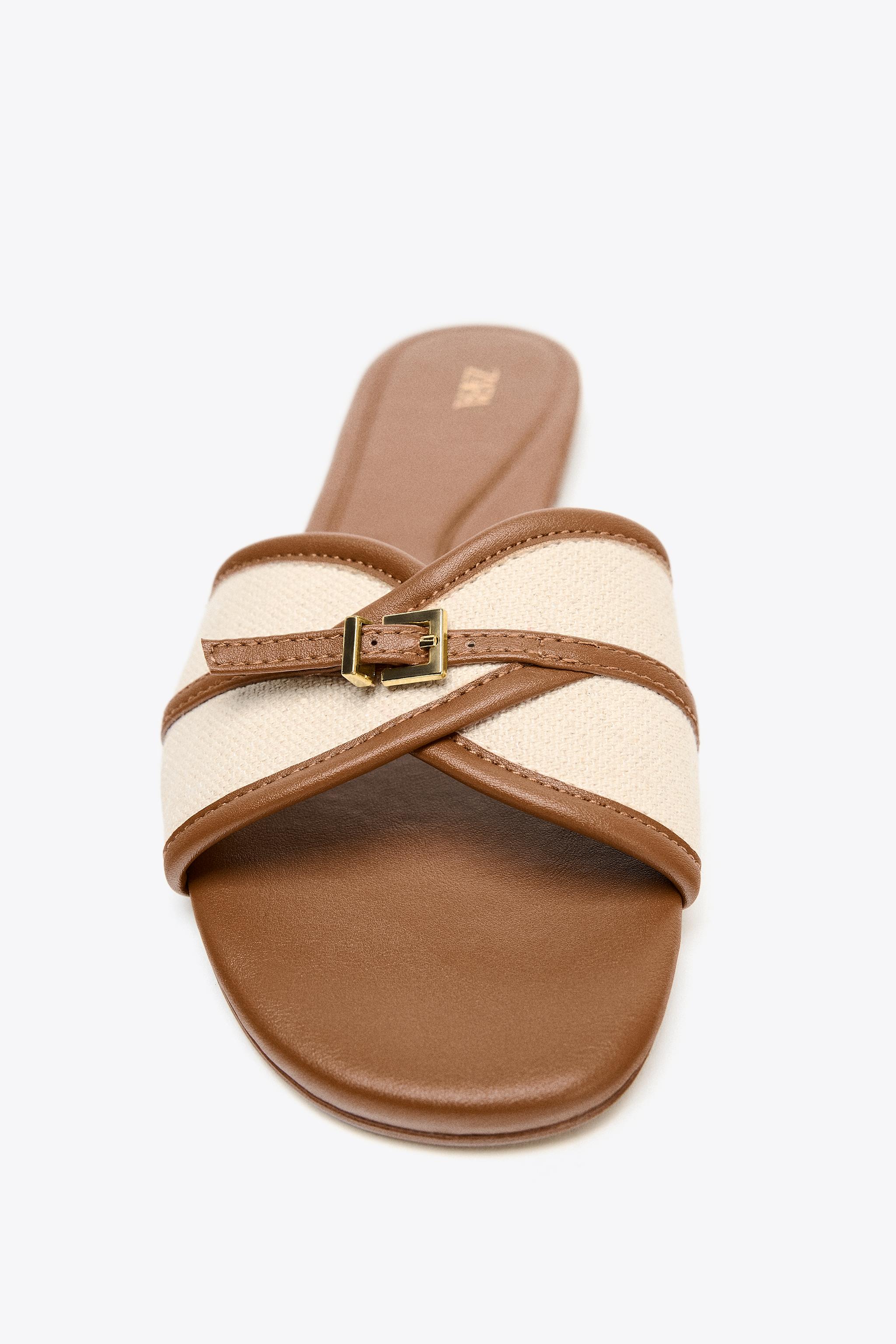 FLAT CANVAS SANDALS WITH BUCKLE