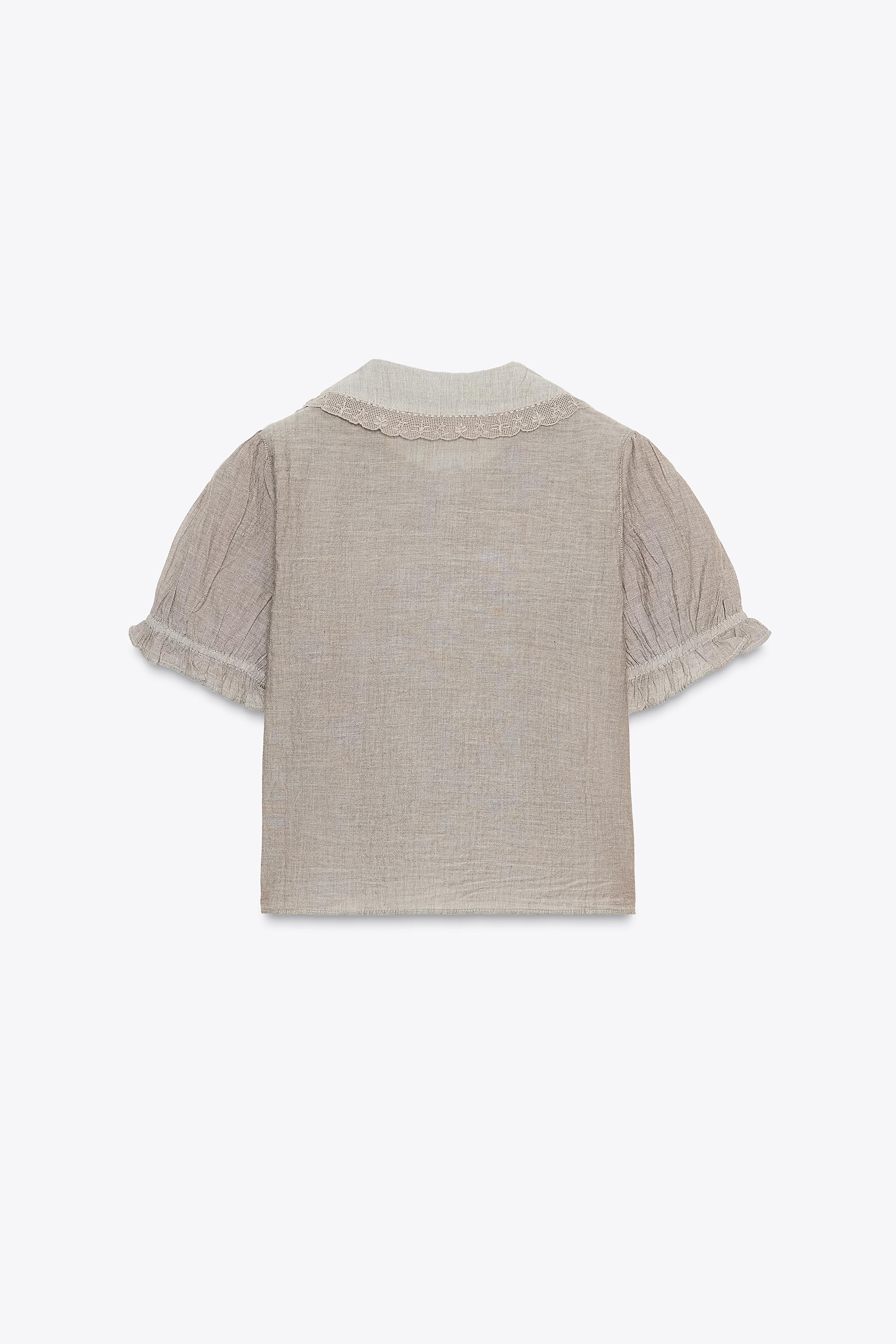 EMBROIDERED PETER PAN COLLAR SHIRT