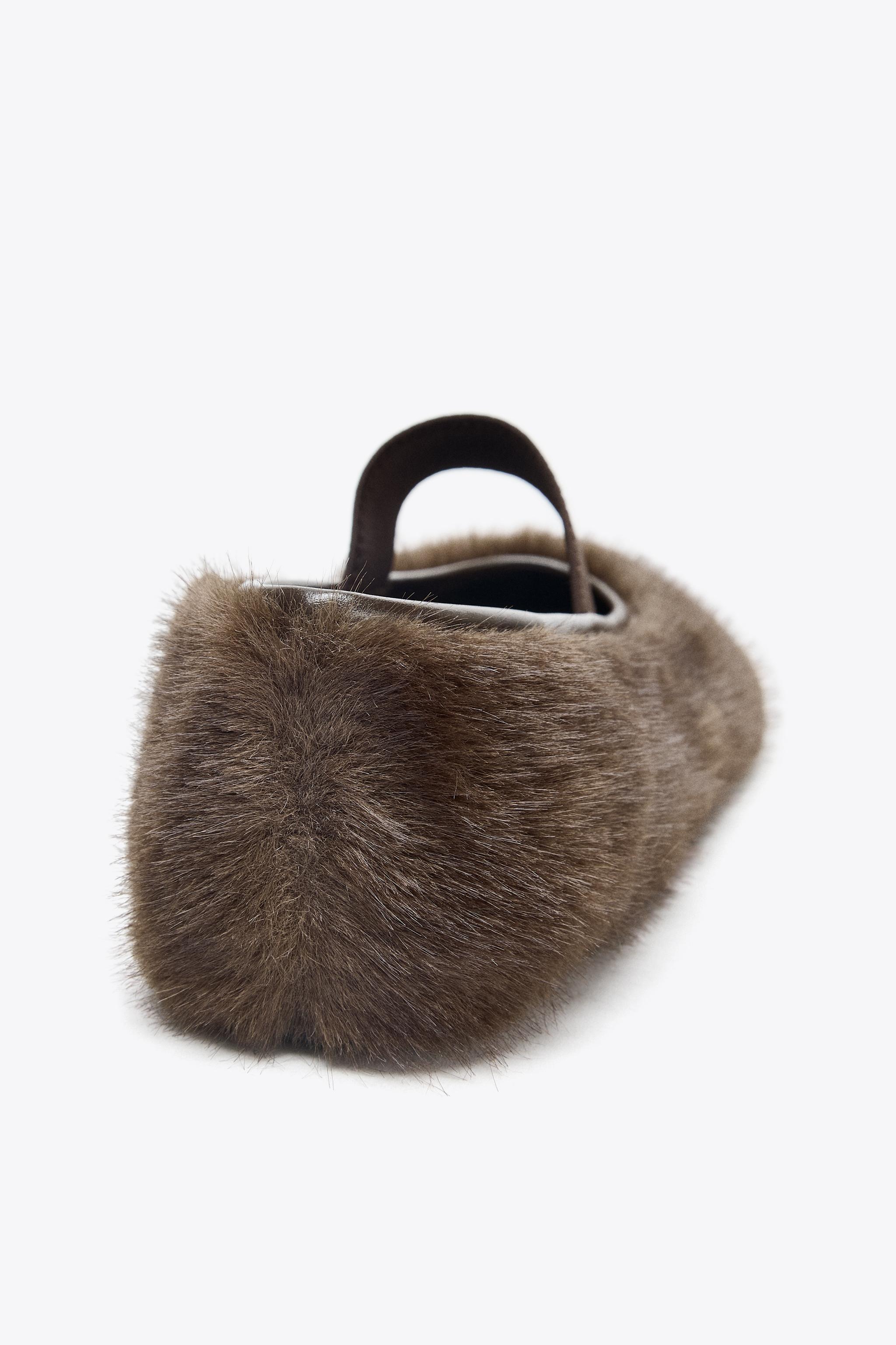 FAUX FUR BALLET FLATS