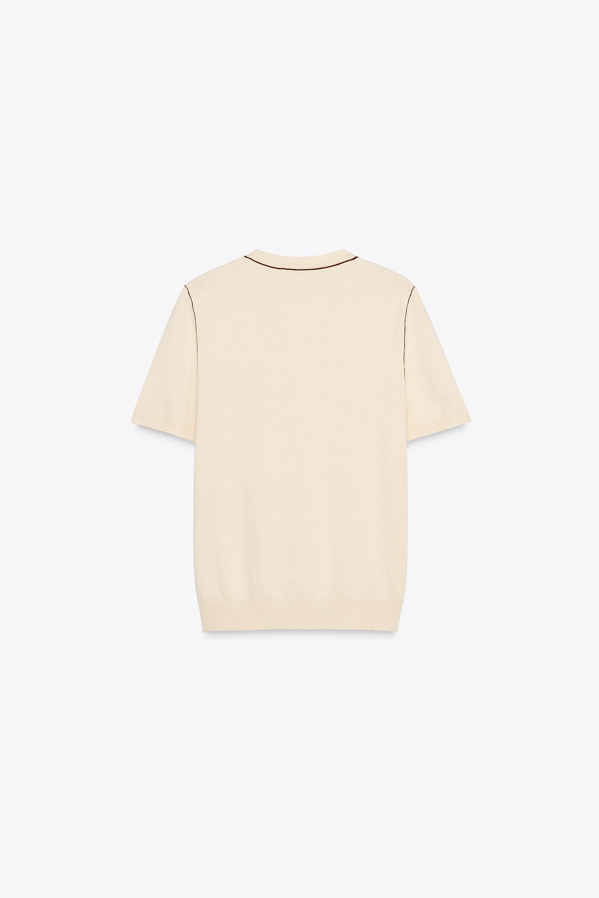 TRIMMED SHORT SLEEVE KNIT TOP