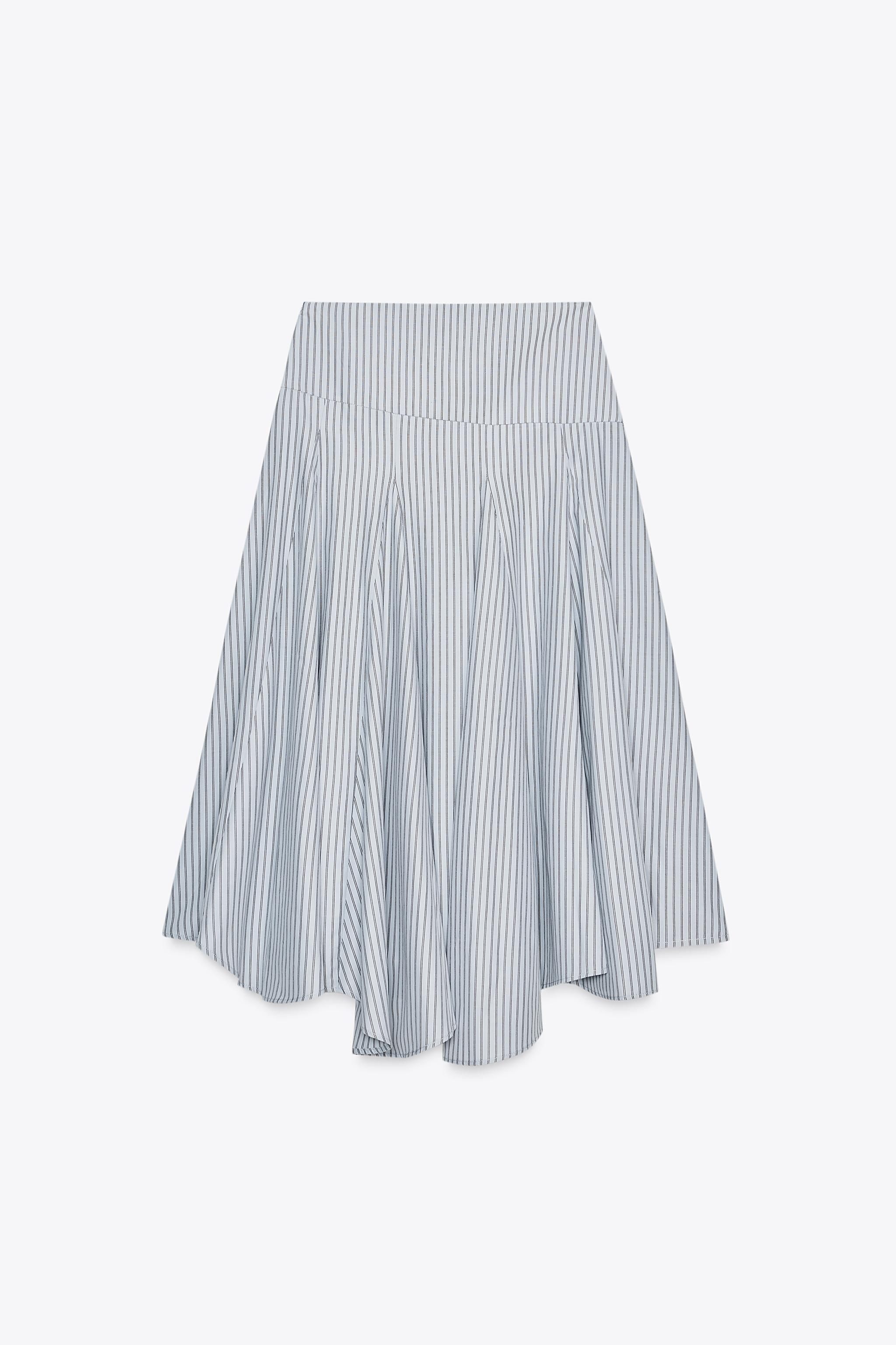 STRIPED MIDI SKIRT