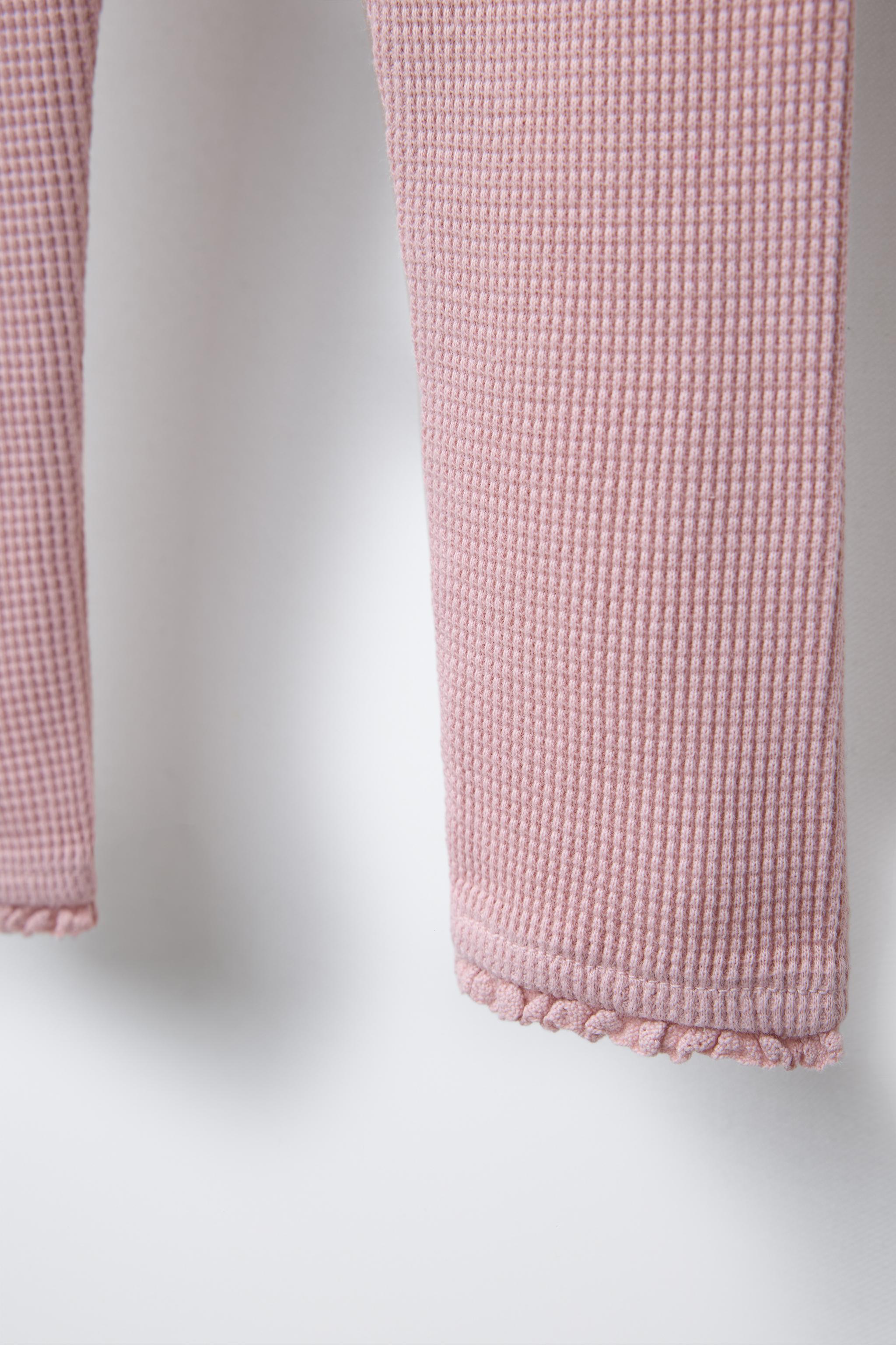 LACE TRIM WAFFLE LEGGINGS